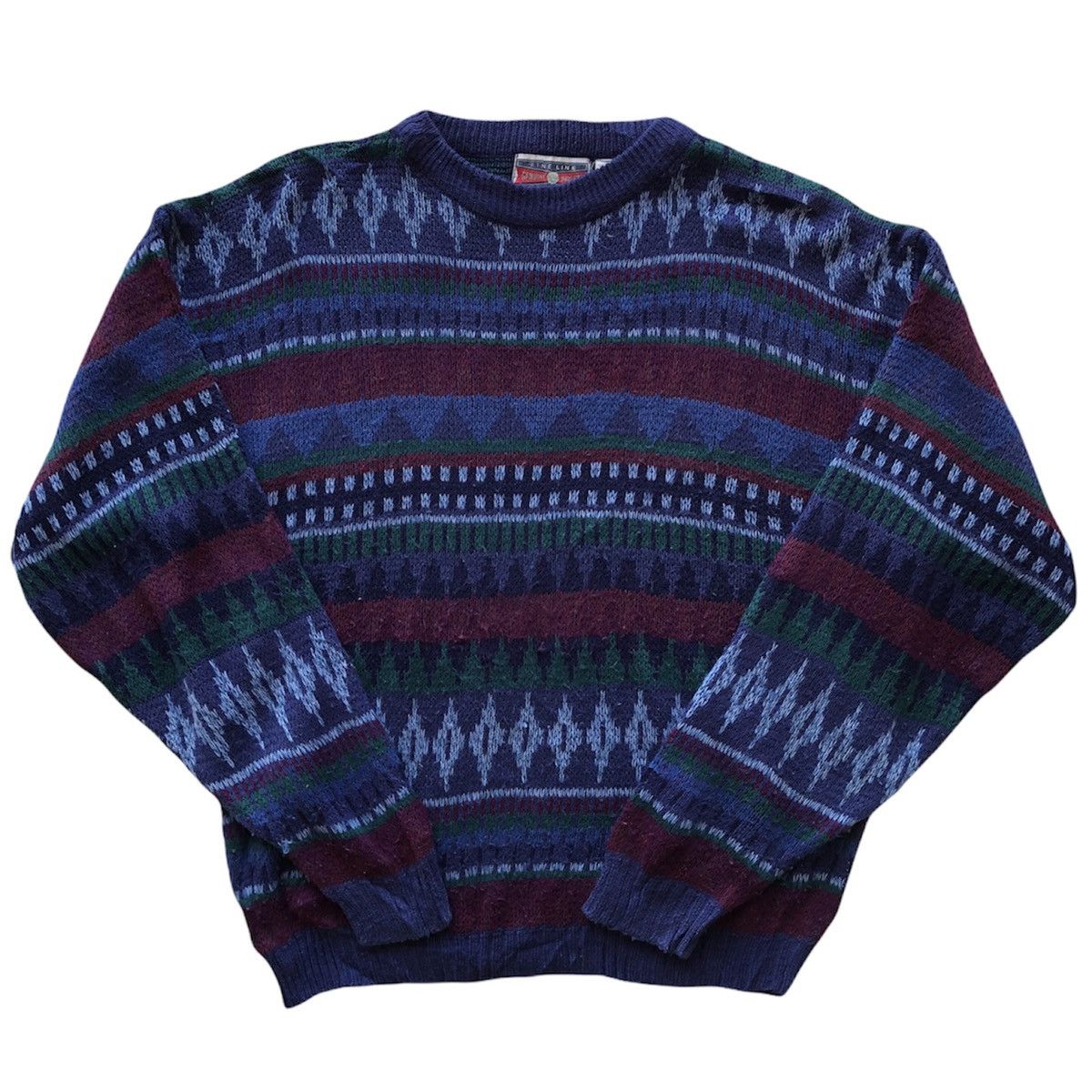 image of Aran Isles Knitwear x Coloured Cable Knit Sweater Vintage 80's Knit Wool Sweater Navajo Native Mult