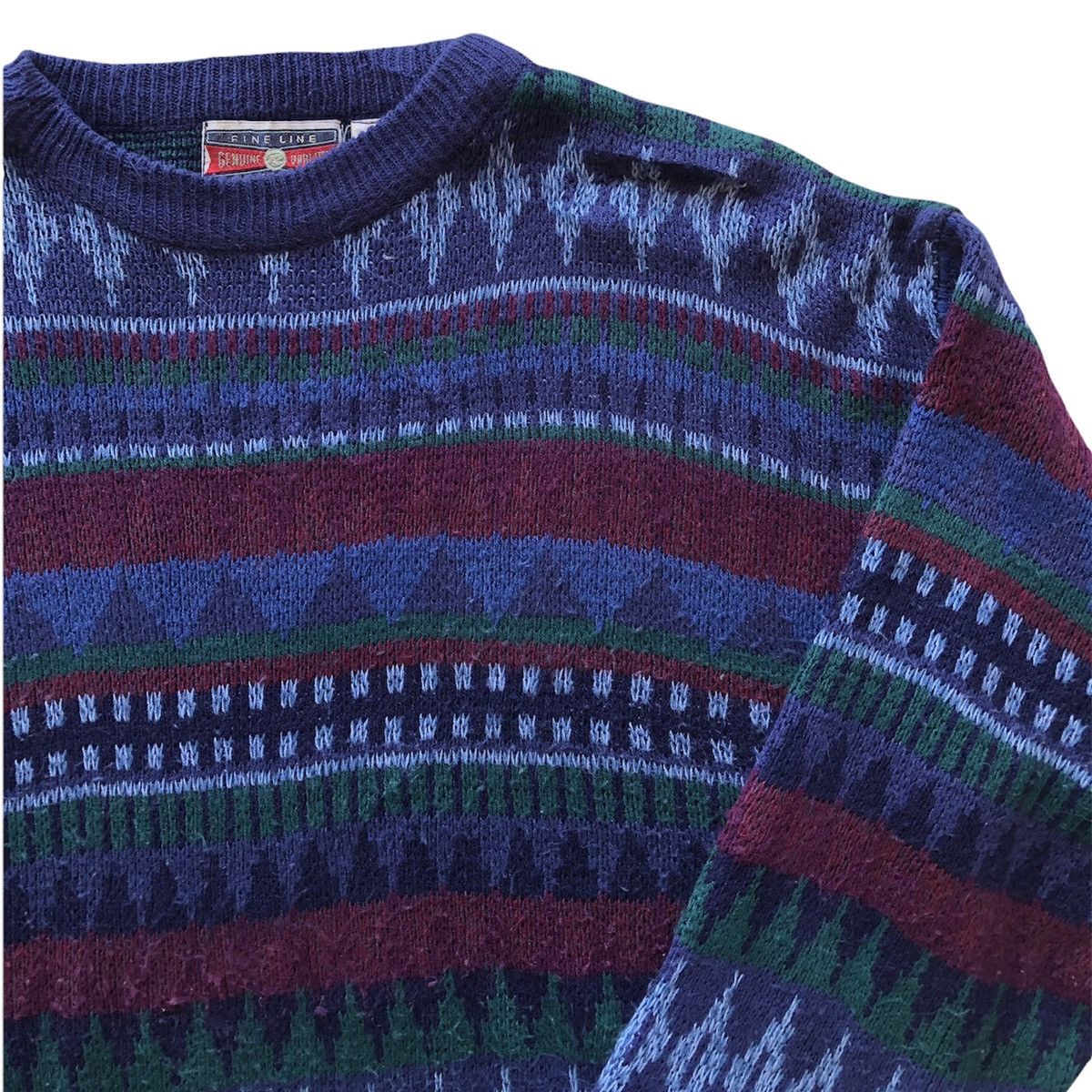 Vintage 80's Knit Wool Sweater Navajo native Multicolor