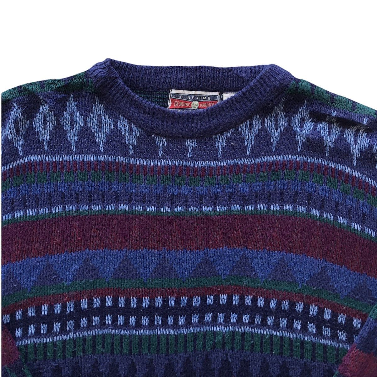 Vintage 80's Knit Wool Sweater Navajo native Multicolor