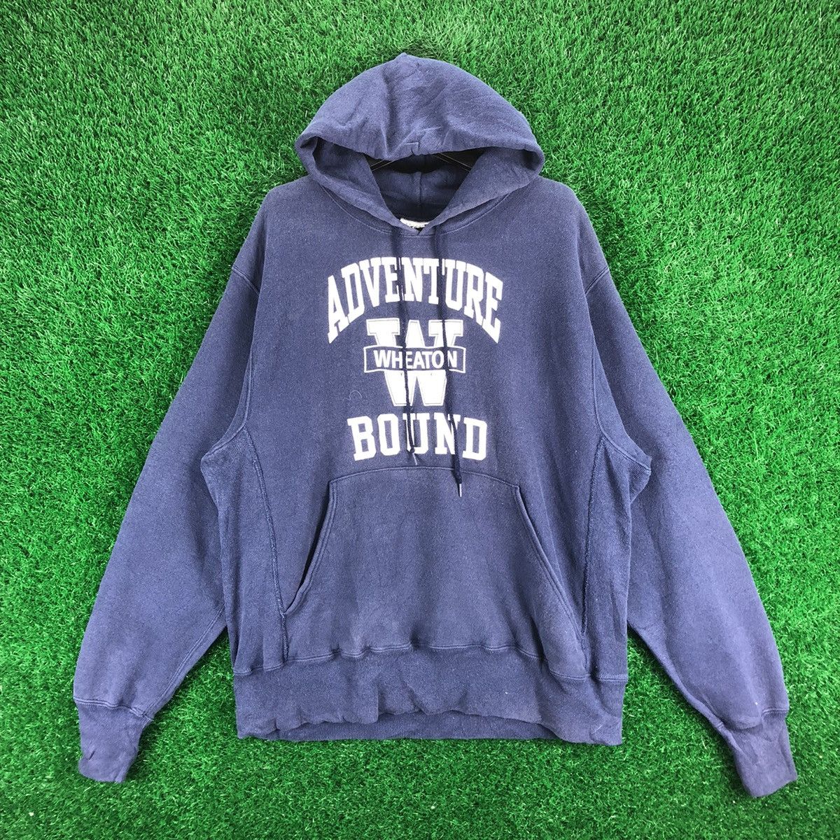 image of Vintage 90's Lee Adventure Wheaton Bound Swetashirt Hoodie in Blue, Men's (Size XL)