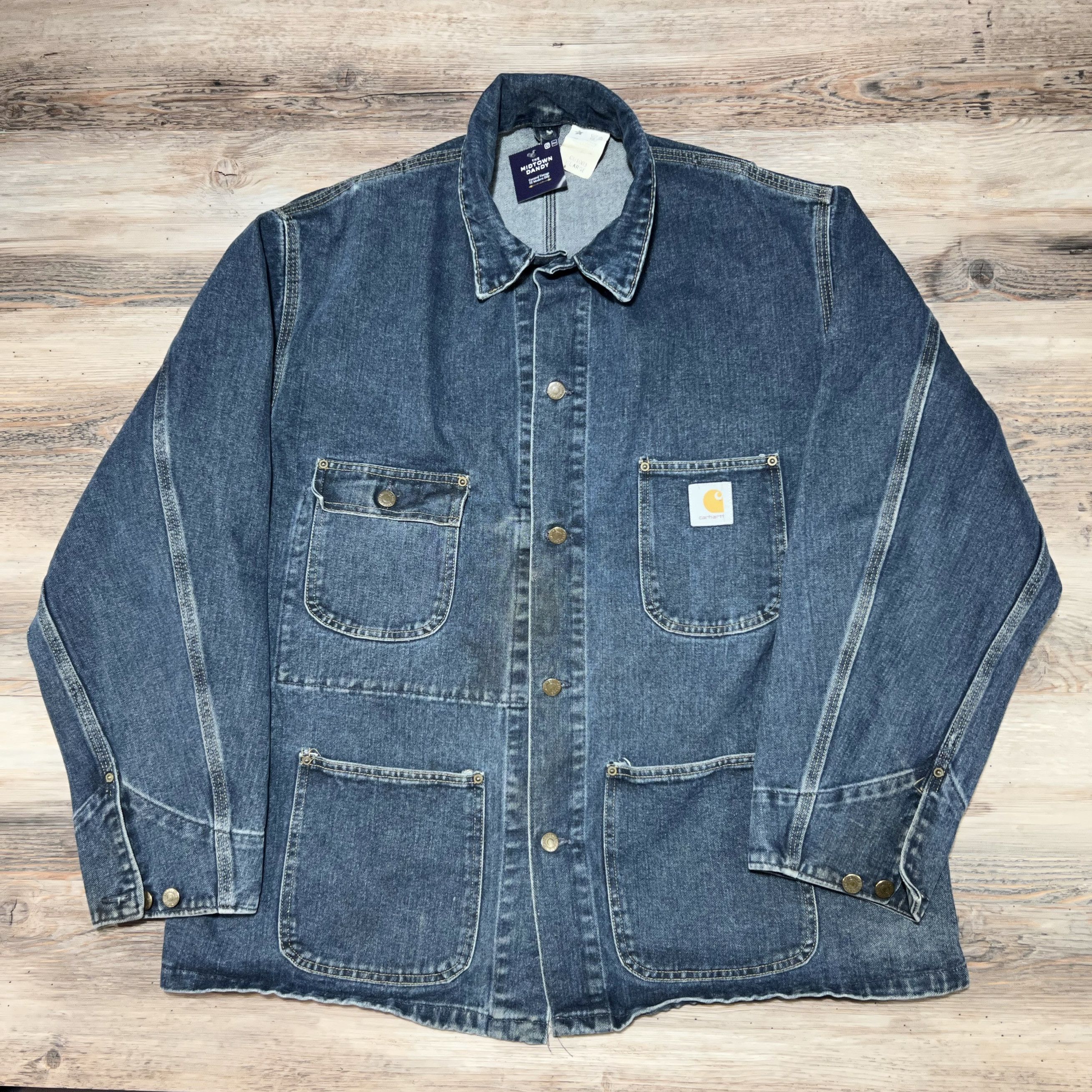 Vintage 90s Vintage CARHARTT Denim Chore Coat USA Made | Grailed