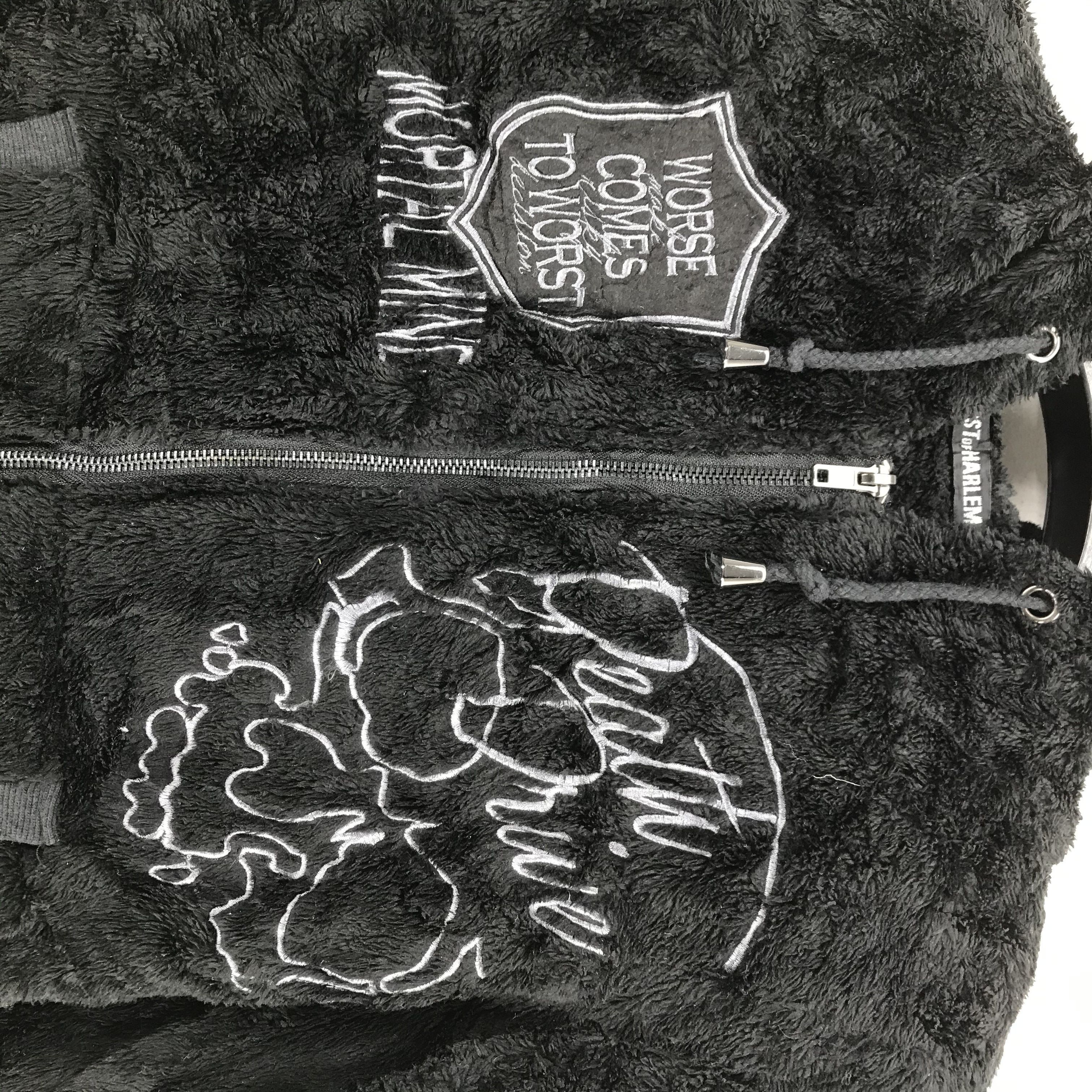 Japanese Brand Ghost Of Harlem Emrboidery Big Logo Fur Hoodies #2499-96 Size XS / US 0-2 / IT 36-38 - 3 Thumbnail