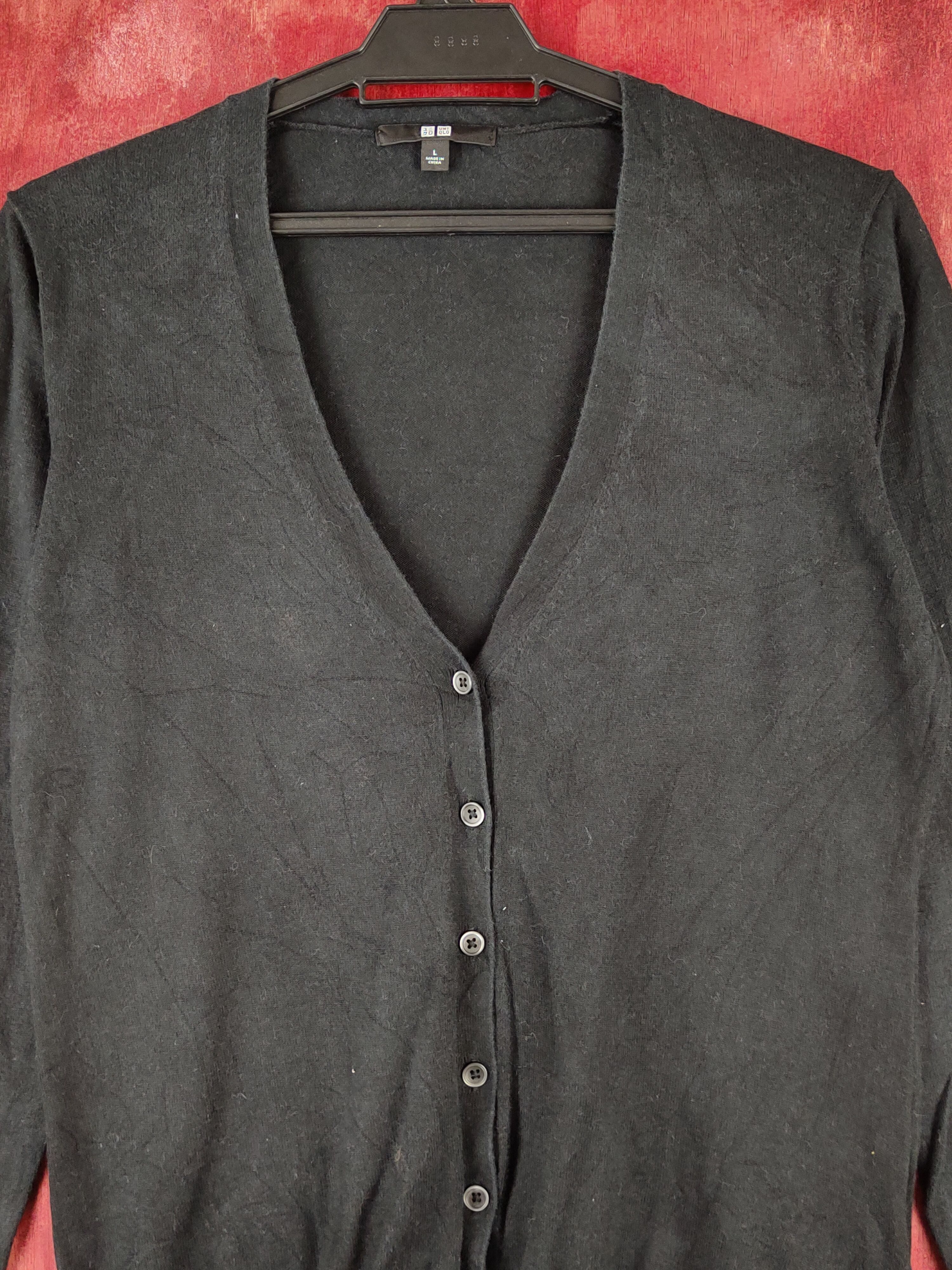 Japanese Brand Uniqlo Black Knitwear Cardigan #S1207 Size L / US 10 / IT 46 - 2 Thumbnail