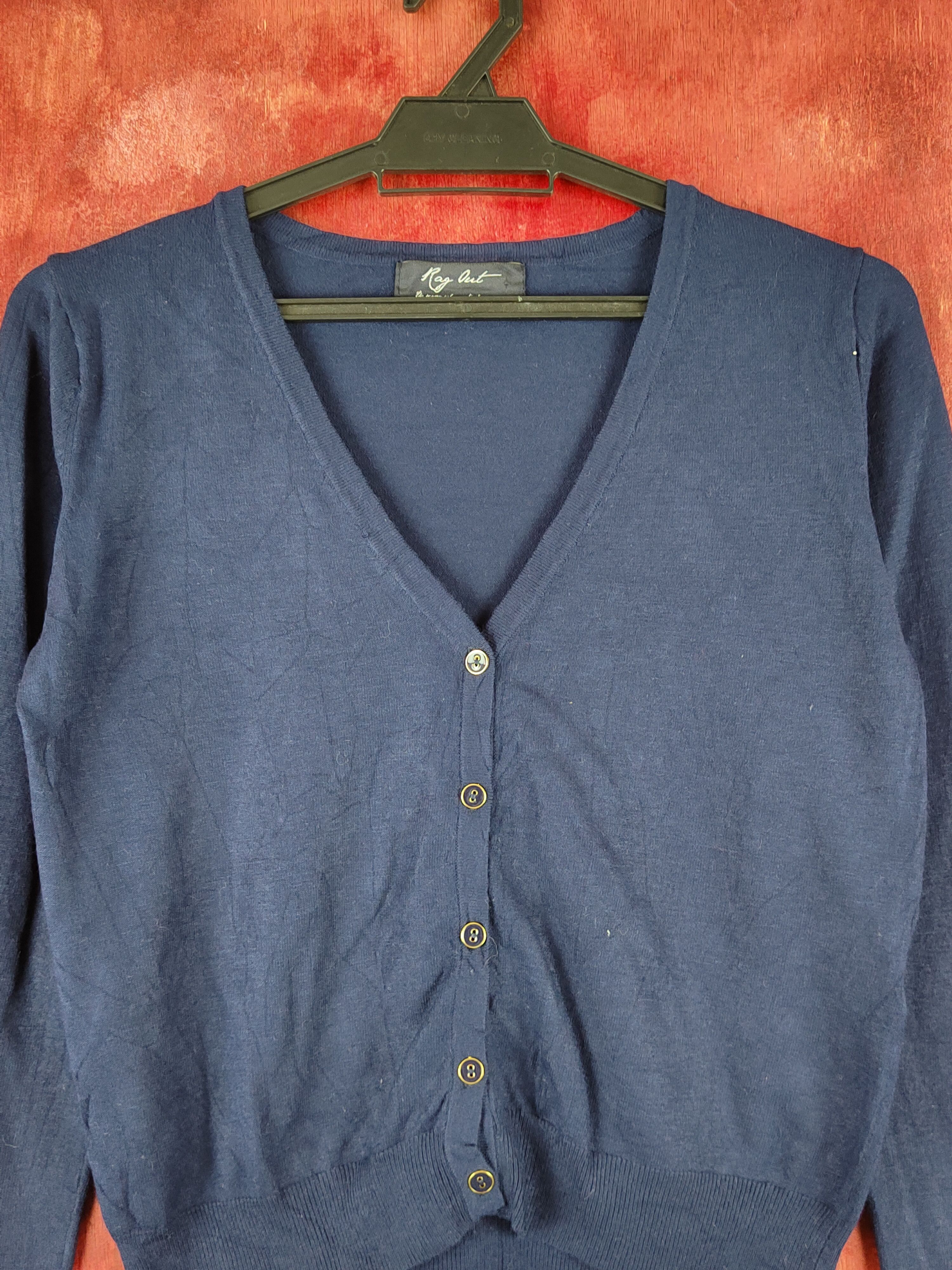 Japanese Brand Rag Out Navy Knitwear Cardigan #S1206 Size S / US 4 / IT 40 - 2 Thumbnail