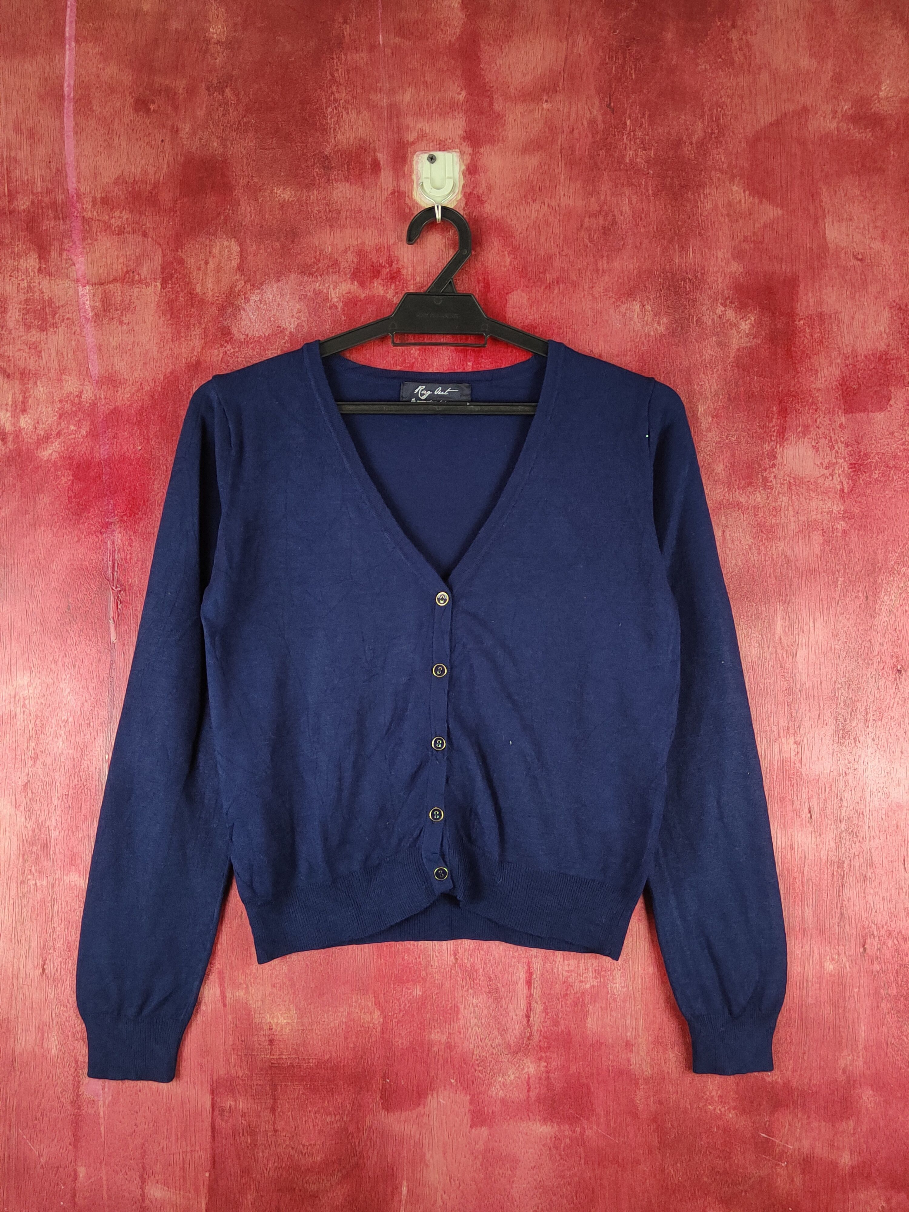 Japanese Brand Rag Out Navy Knitwear Cardigan #S1206 Size S / US 4 / IT 40 - 1 Thumbnail