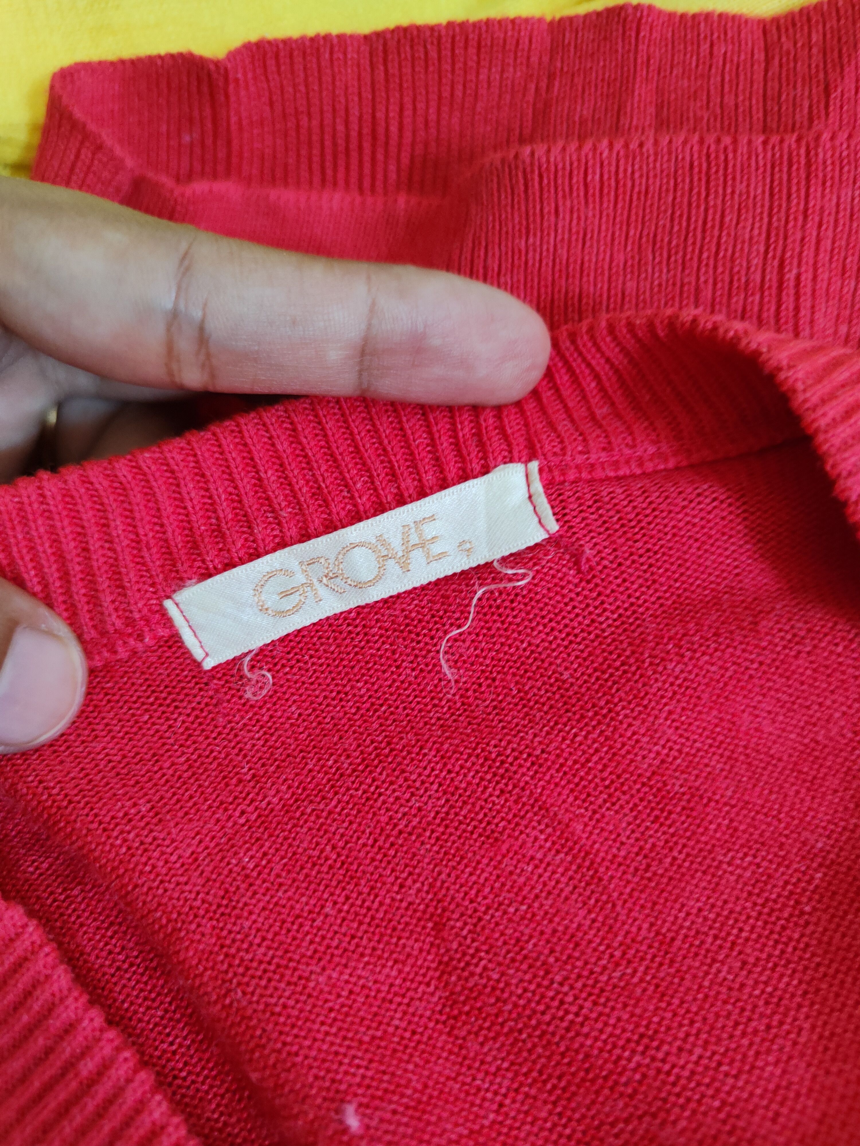 Japanese Brand × Vintage Grove Red Knitwear Cardigan japan vintage thin #S1198 Size M / US 6-8 / IT 42-44 - 11 Thumbnail