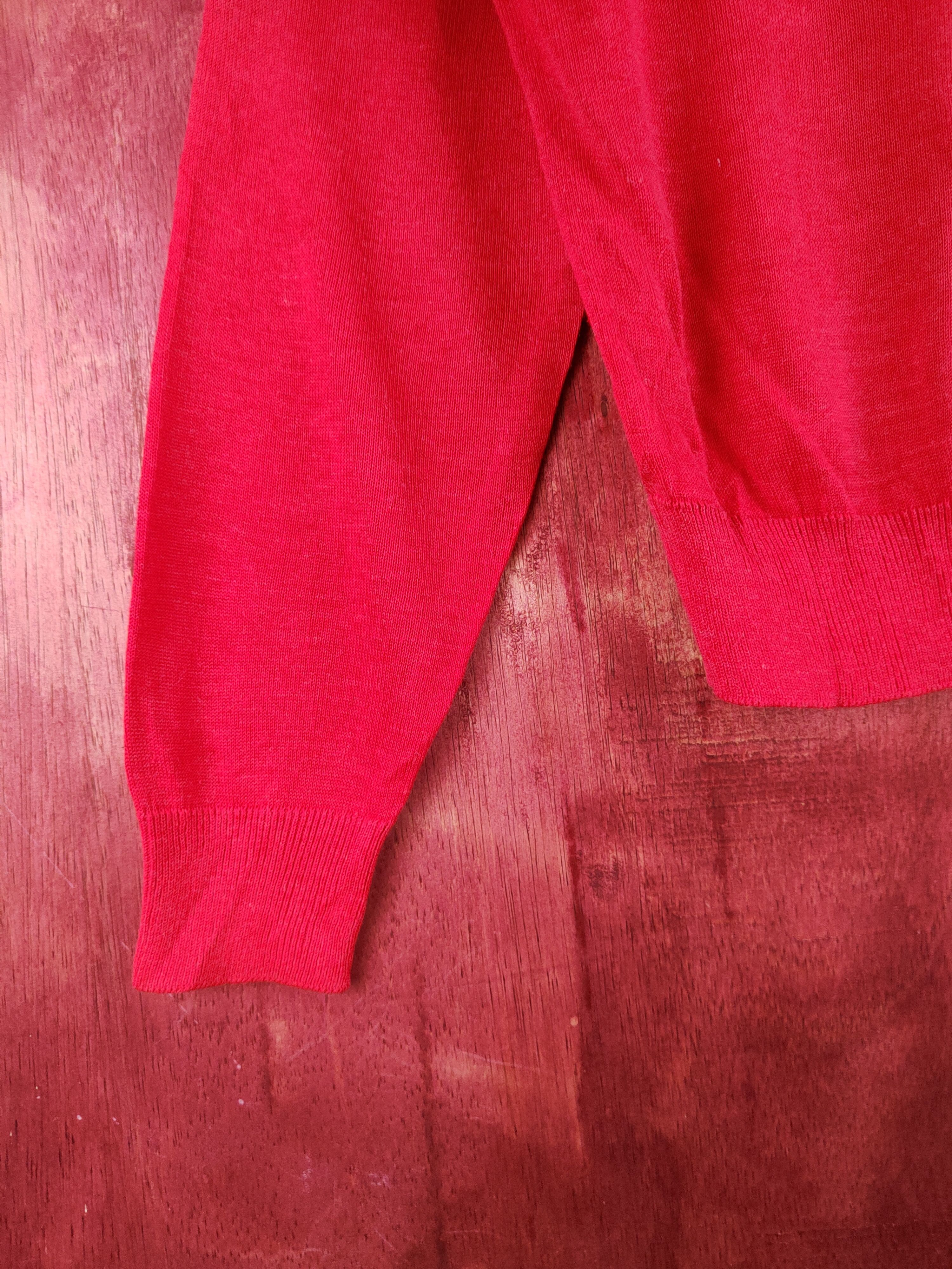 Japanese Brand × Vintage Grove Red Knitwear Cardigan japan vintage thin #S1198 Size M / US 6-8 / IT 42-44 - 4 Thumbnail