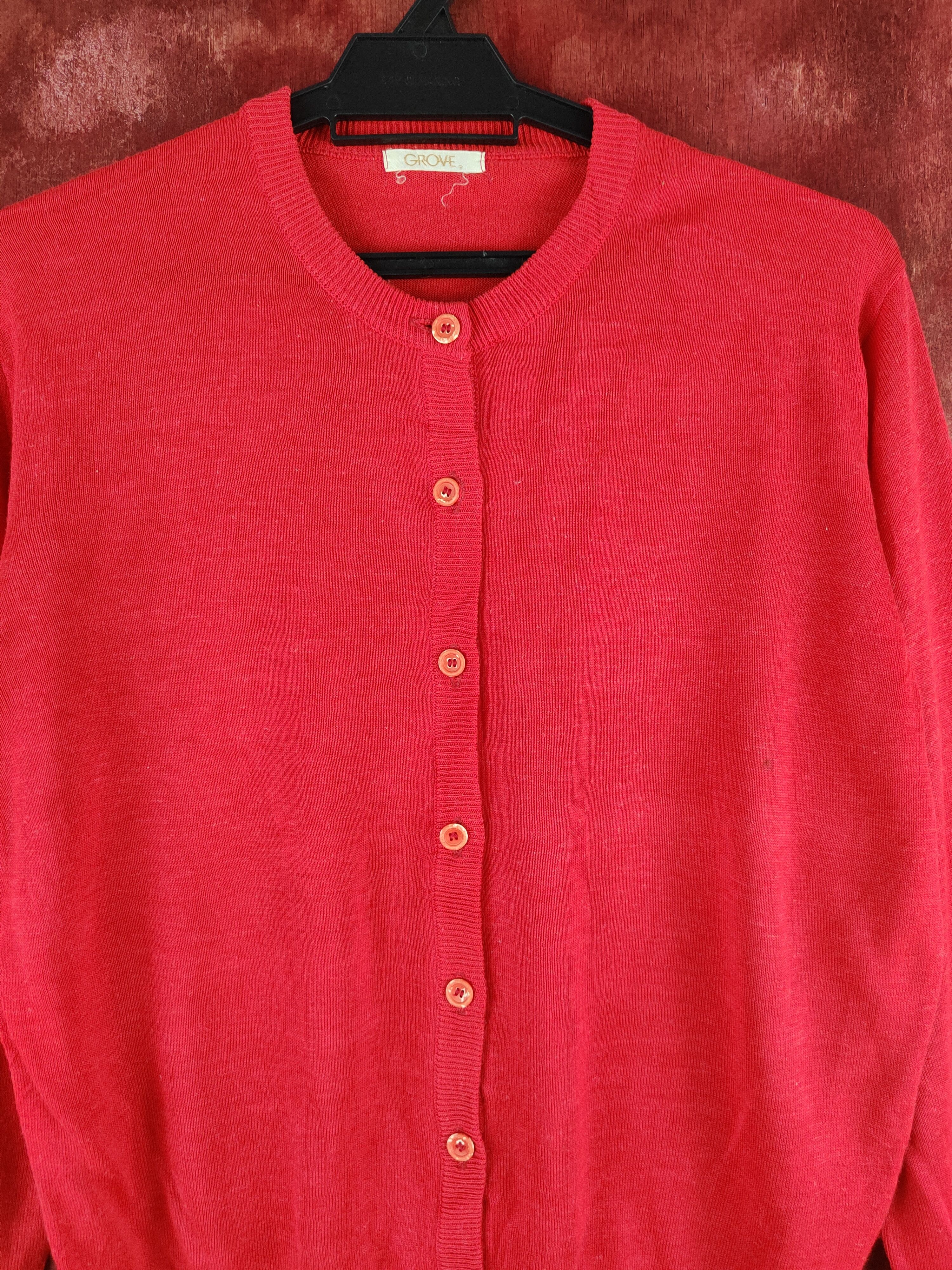 Japanese Brand × Vintage Grove Red Knitwear Cardigan japan vintage thin #S1198 Size M / US 6-8 / IT 42-44 - 2 Thumbnail