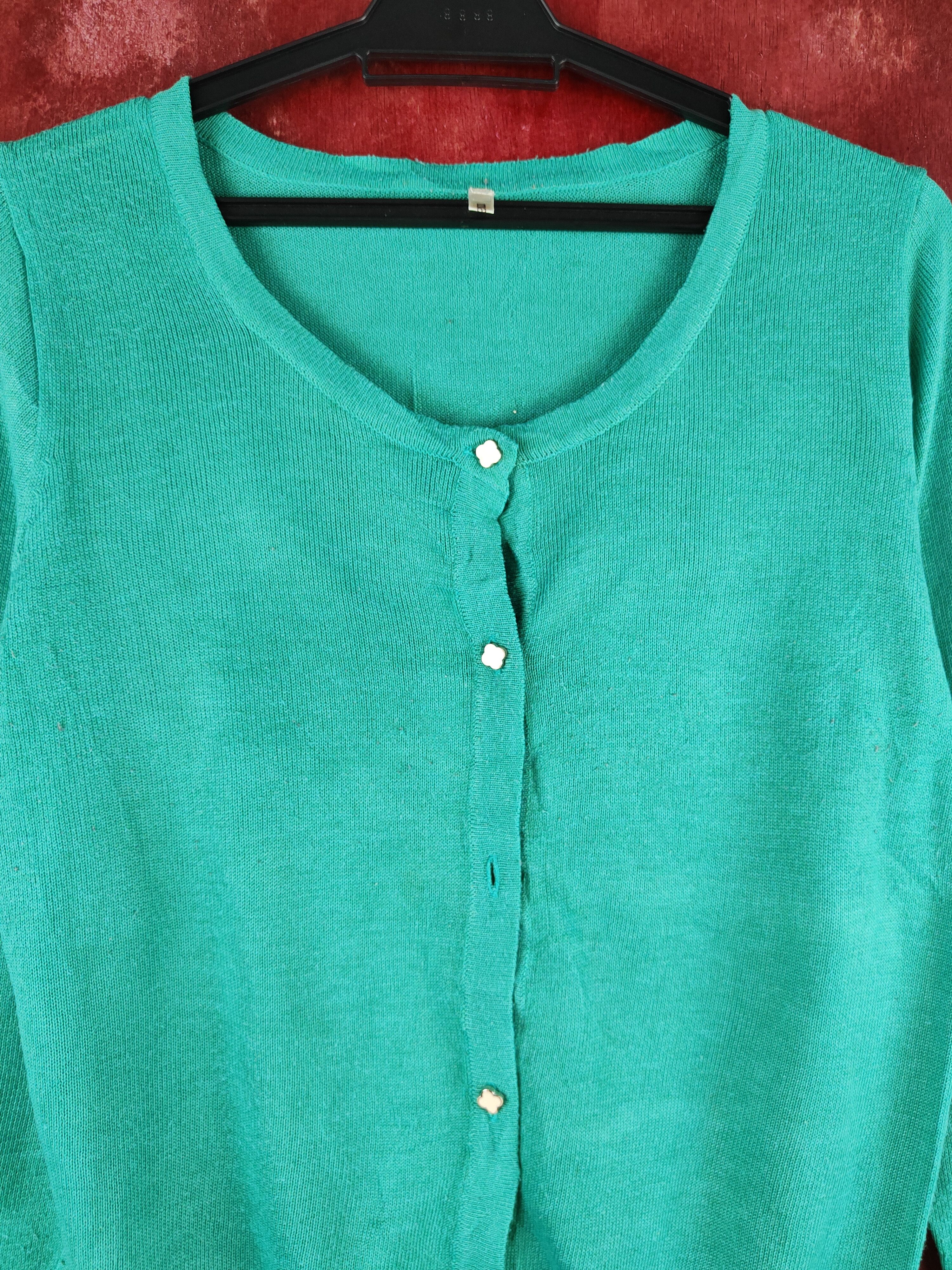 Japanese Brand × Vintage Marvelous Green Knitwear Cardigan japan vintage #S1195 Size M / US 6-8 / IT 42-44 - 2 Thumbnail
