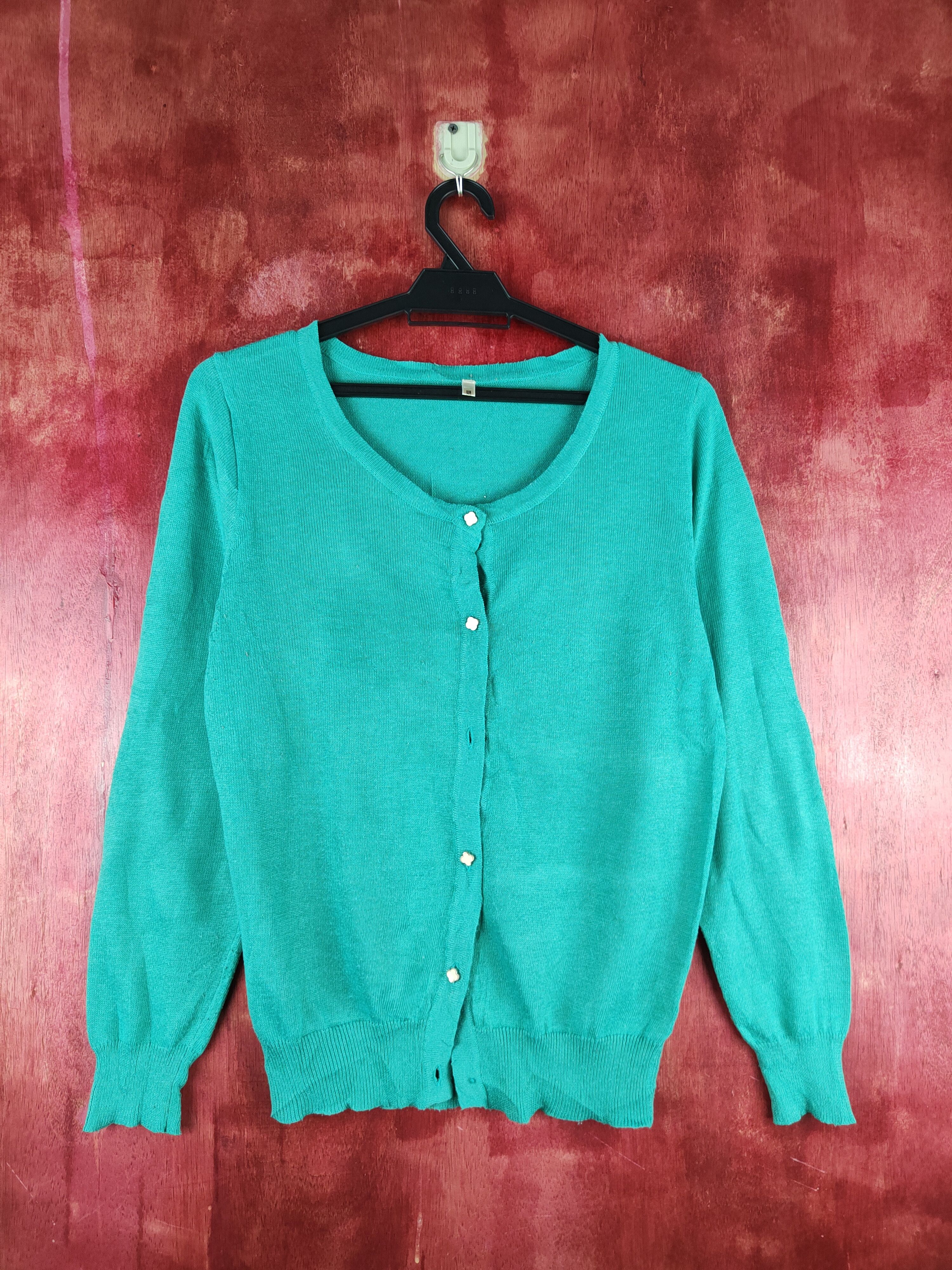 Marvelous Green Knitwear Cardigan japan vintage #S1195