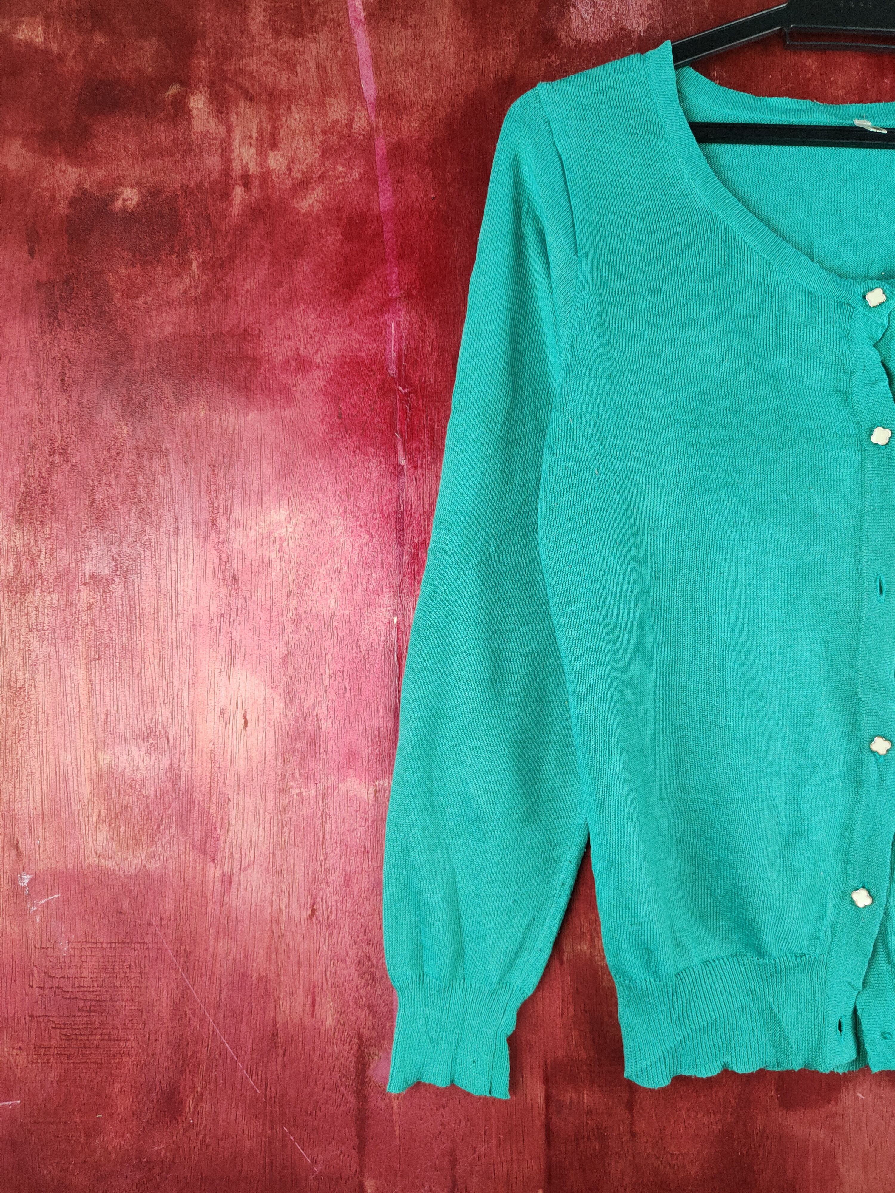 Japanese Brand × Vintage Marvelous Green Knitwear Cardigan japan vintage #S1195 Size M / US 6-8 / IT 42-44 - 4 Thumbnail