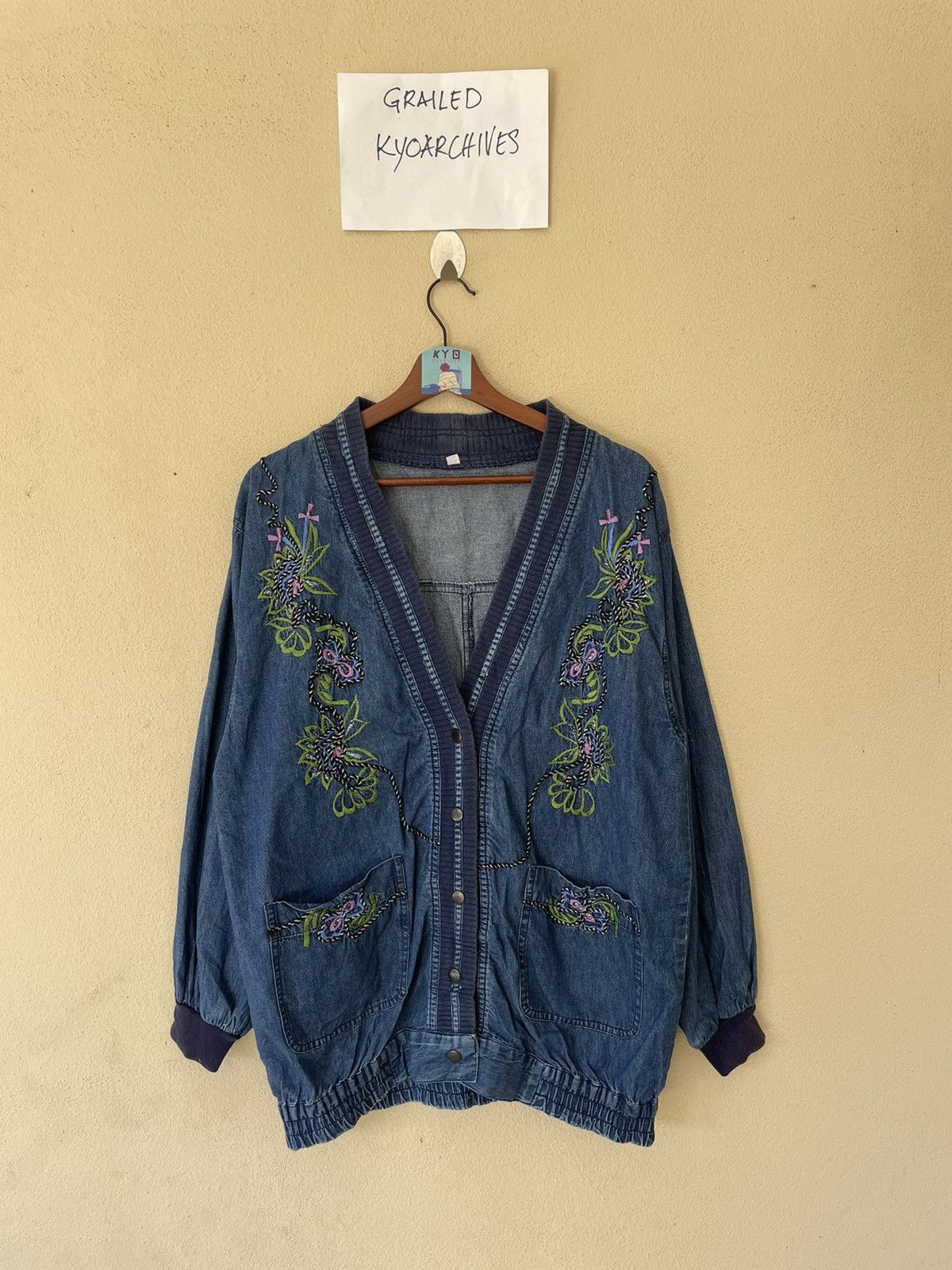 Japanese Brand EMBROIDERED JAPANESE DENIM CARDIGAN/JACKET Size US M / EU 48-50 / 2 - 1 Thumbnail