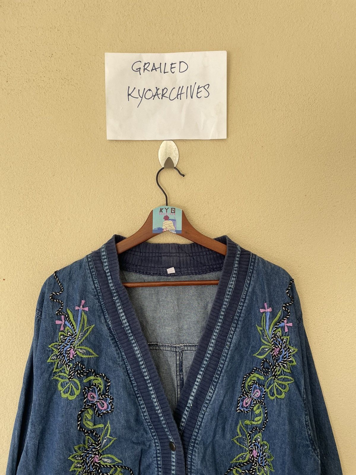 Japanese Brand EMBROIDERED JAPANESE DENIM CARDIGAN/JACKET Size US M / EU 48-50 / 2 - 3 Thumbnail