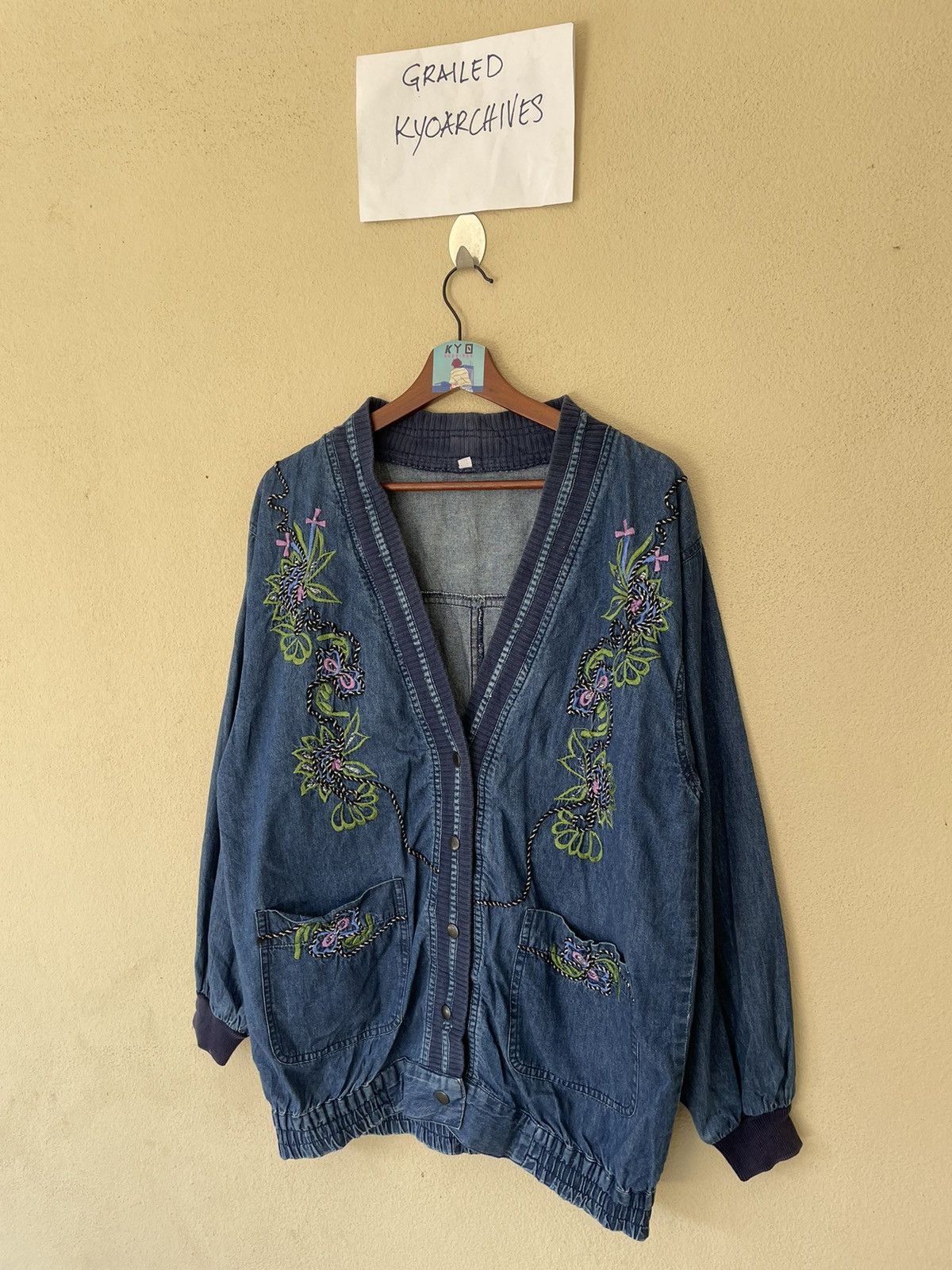 Japanese Brand EMBROIDERED JAPANESE DENIM CARDIGAN/JACKET Size US M / EU 48-50 / 2 - 2 Thumbnail