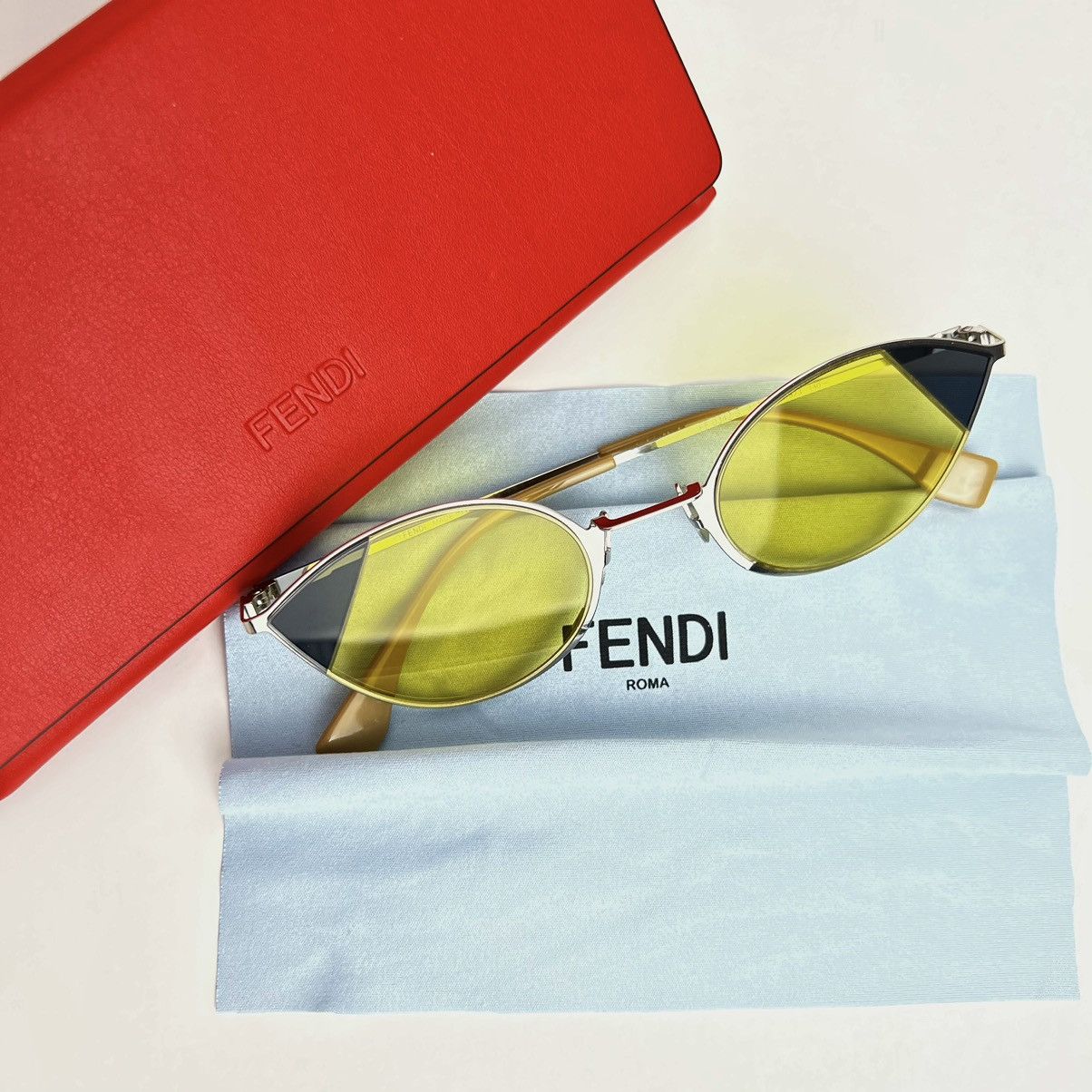 Fendi sunglasses glasses womens metallic yellow