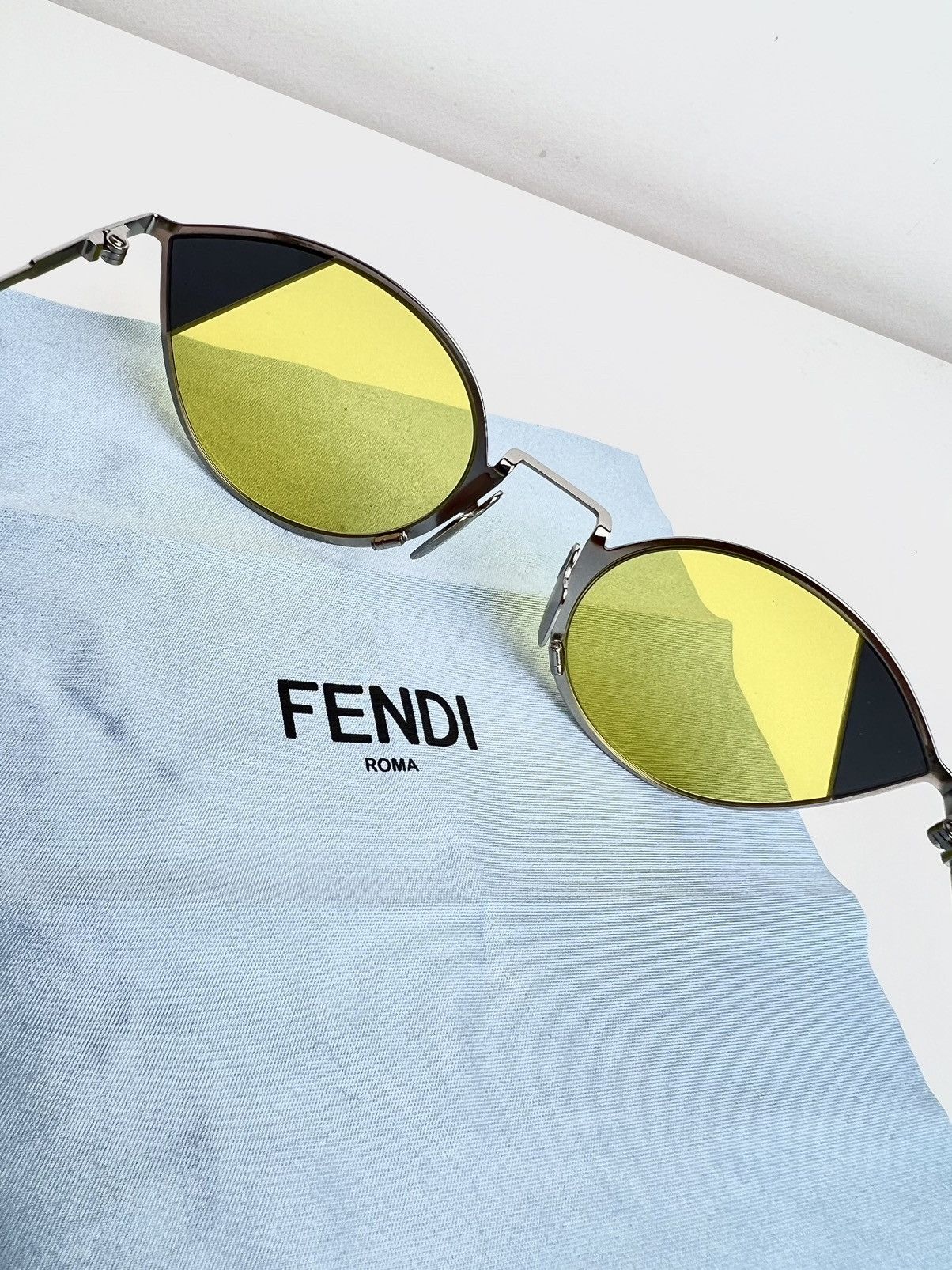 Fendi sunglasses glasses womens metallic yellow