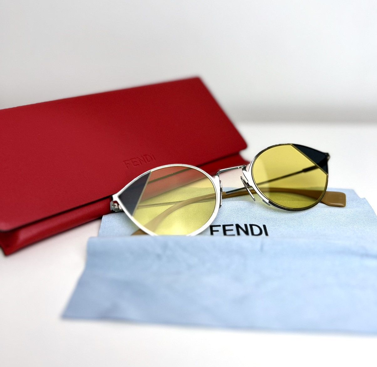 Fendi sunglasses glasses womens metallic yellow