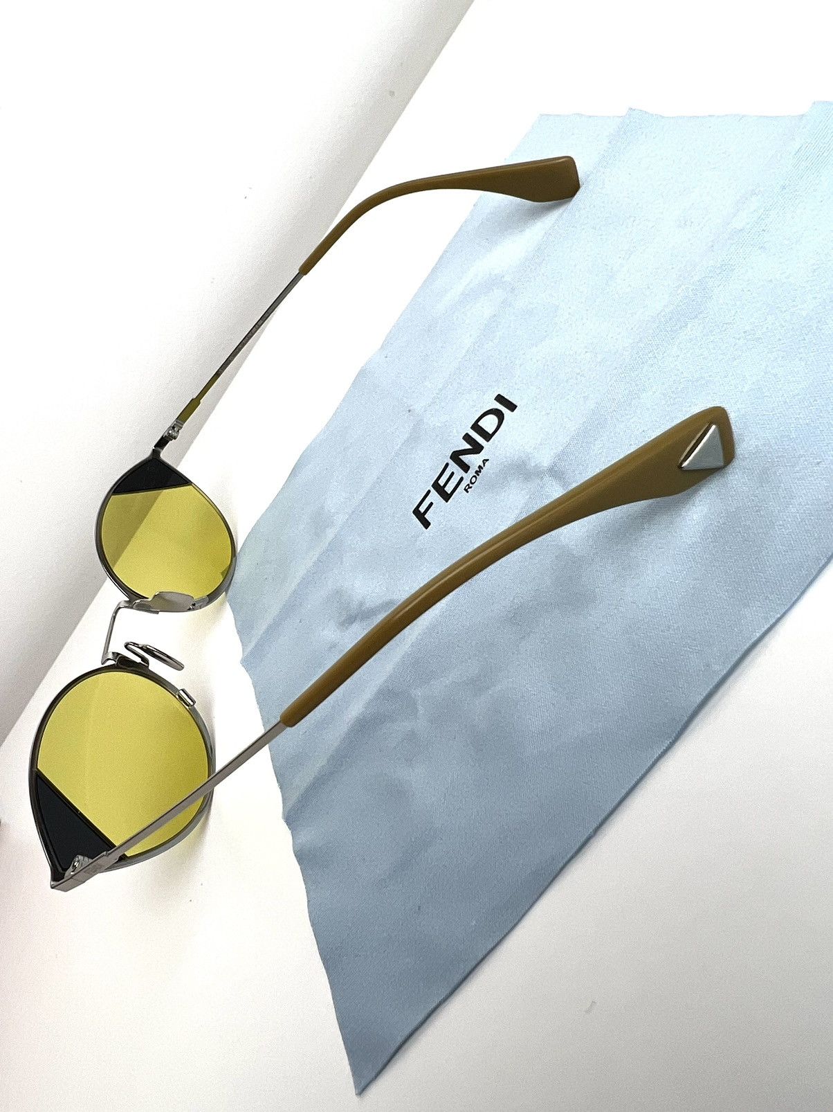Fendi sunglasses glasses womens metallic yellow