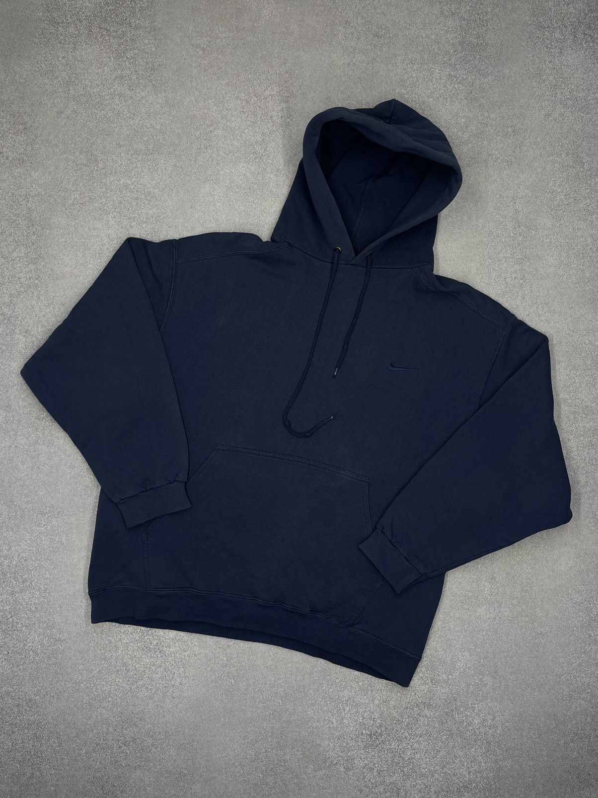 Nike × Vintage Vintage Nike Basic Hoodie Navy Little Logo Y2K size Xl Size US XL / EU 56 / 4 - 1 Thumbnail