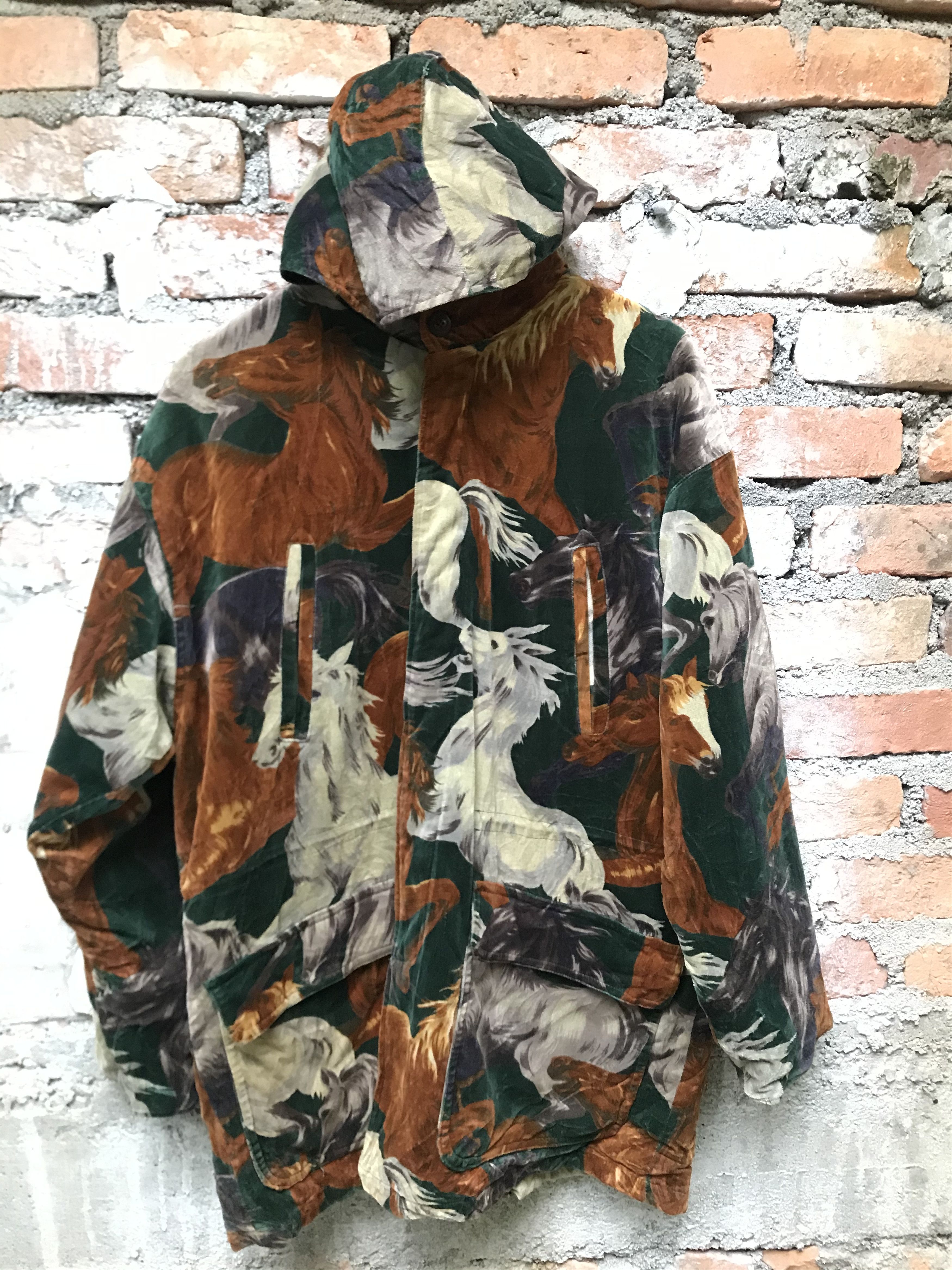 Kenzo Archive 90’s Kenzo Jeans Horse Print Velvet Parkas Jacket Size US L / EU 52-54 / 3 - 1 Thumbnail
