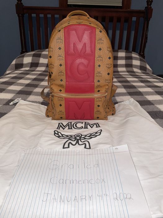 Mcm backpack red outlet stripe