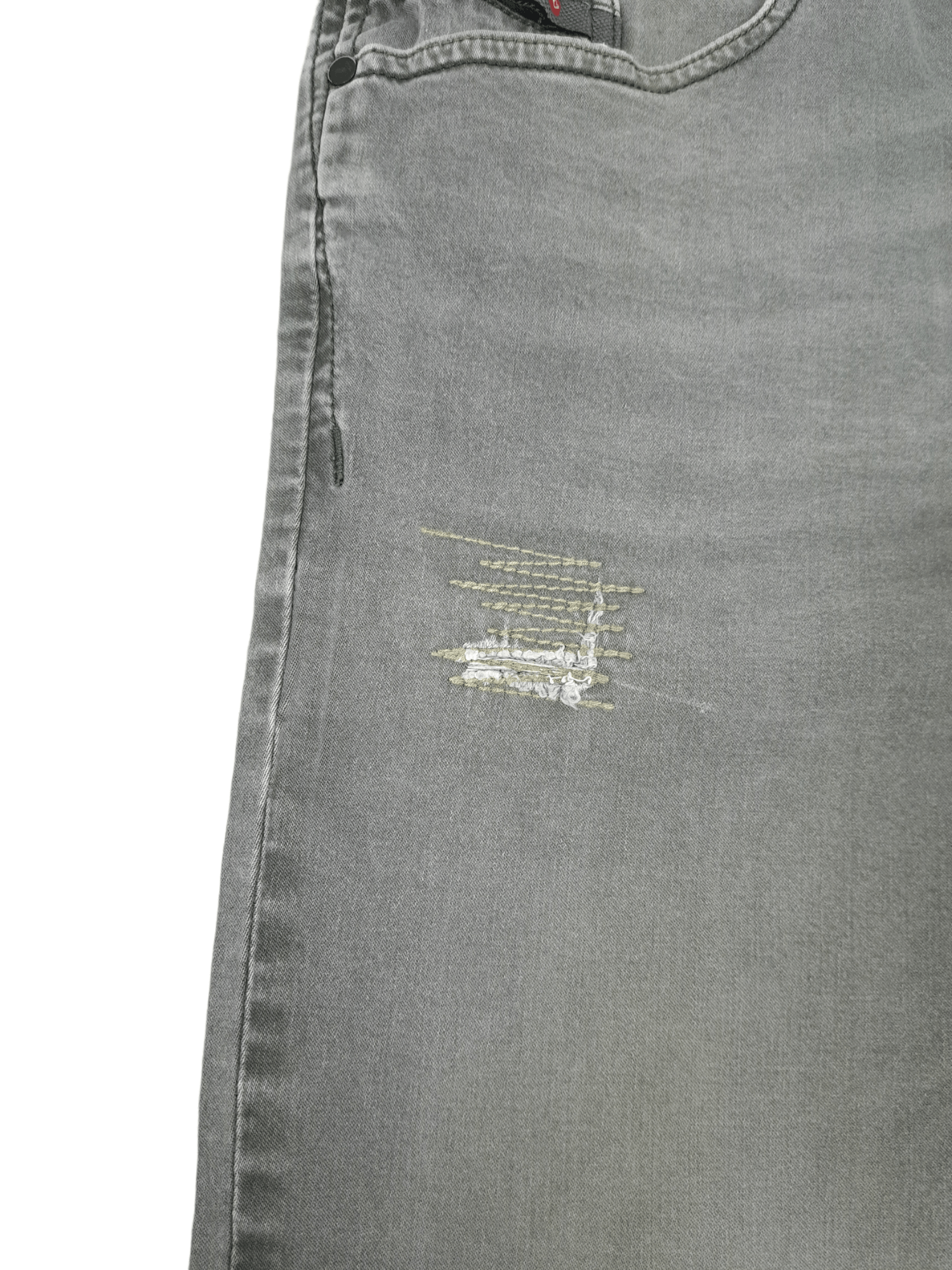 Diesel 💎 Diesel Tapered 31 Washed Grey Patchwork Slim Jeans Size US 31 - 3 Thumbnail
