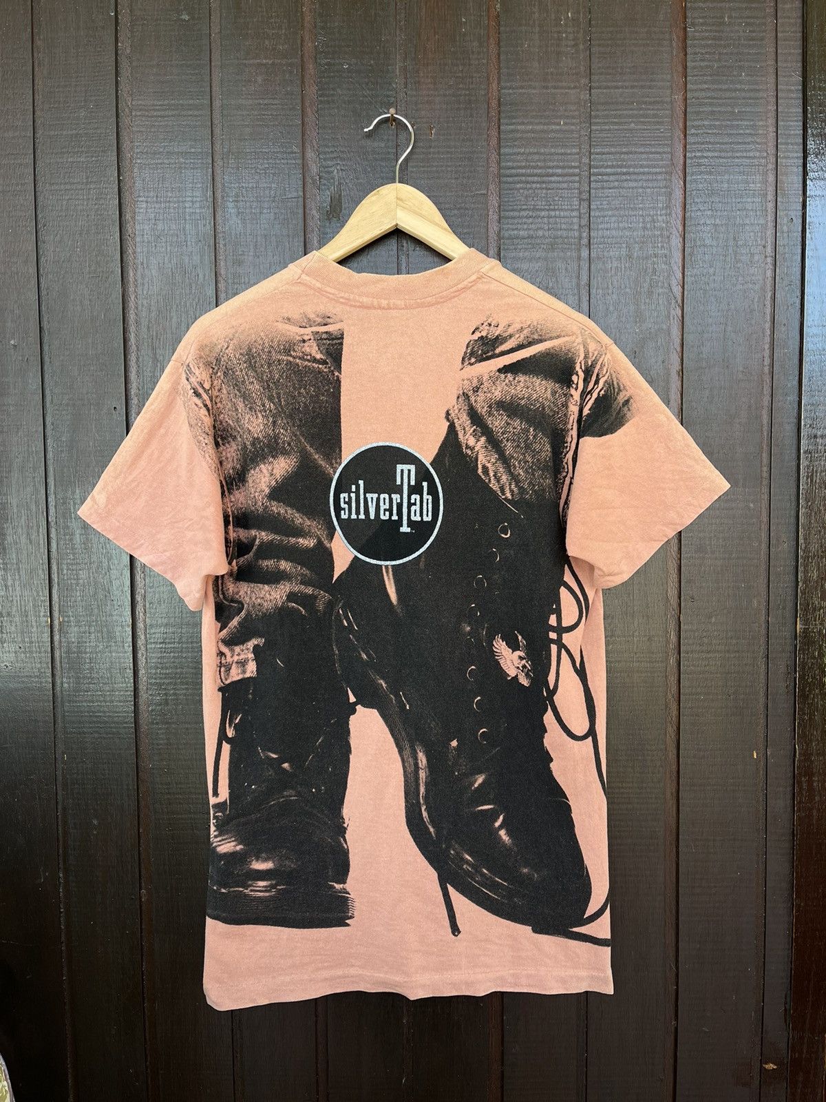 image of Vintage 90's Levis Silvertab Overprint Tee in Peach, Men's (Size Medium)