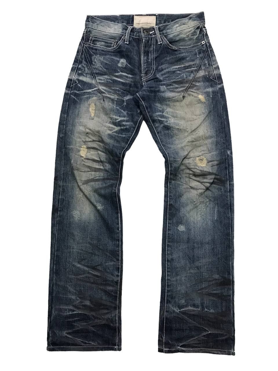 Japanese Brand Thrashed 🔥Neutral Infinity Painter Art Distressed Denim Pant Size US 34 / EU 50 - 3 Thumbnail