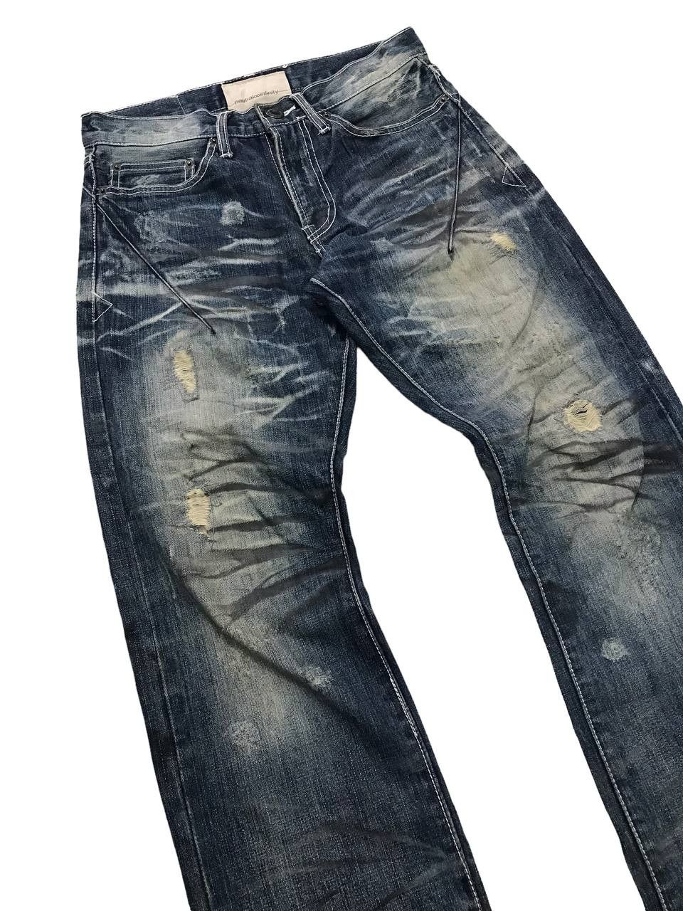 Japanese Brand Thrashed 🔥Neutral Infinity Painter Art Distressed Denim Pant Size US 34 / EU 50 - 4 Thumbnail