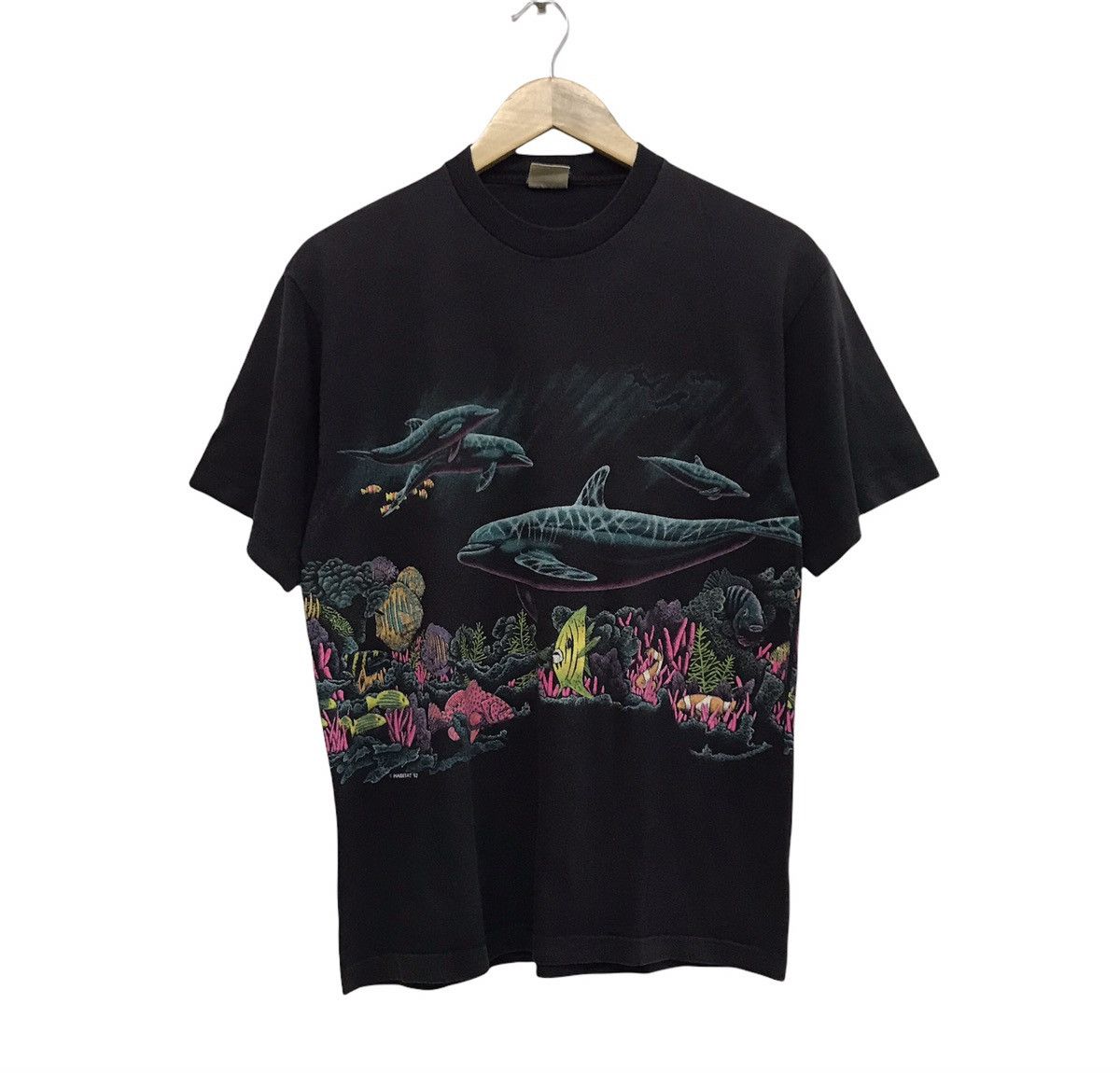 image of Vintage 92S Habitat Marine Life T-Shirt in Black, Men's (Size Small)