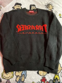 Supreme x Thrasher - Red Jacquard Knit Logo Sweater – eluXive