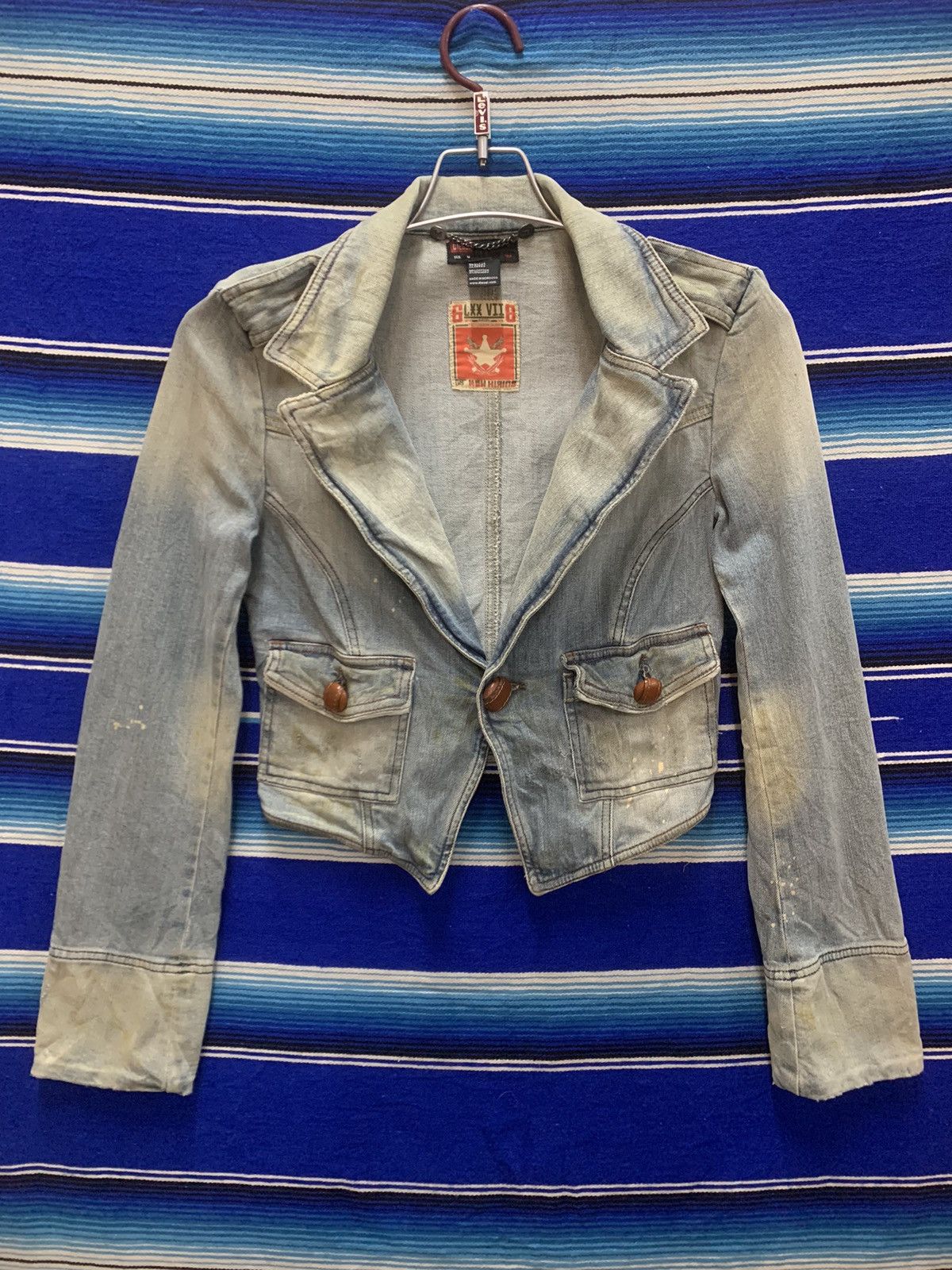 image of diesel Ladies Distressed Denim Jacket, Women's (Size Medium)