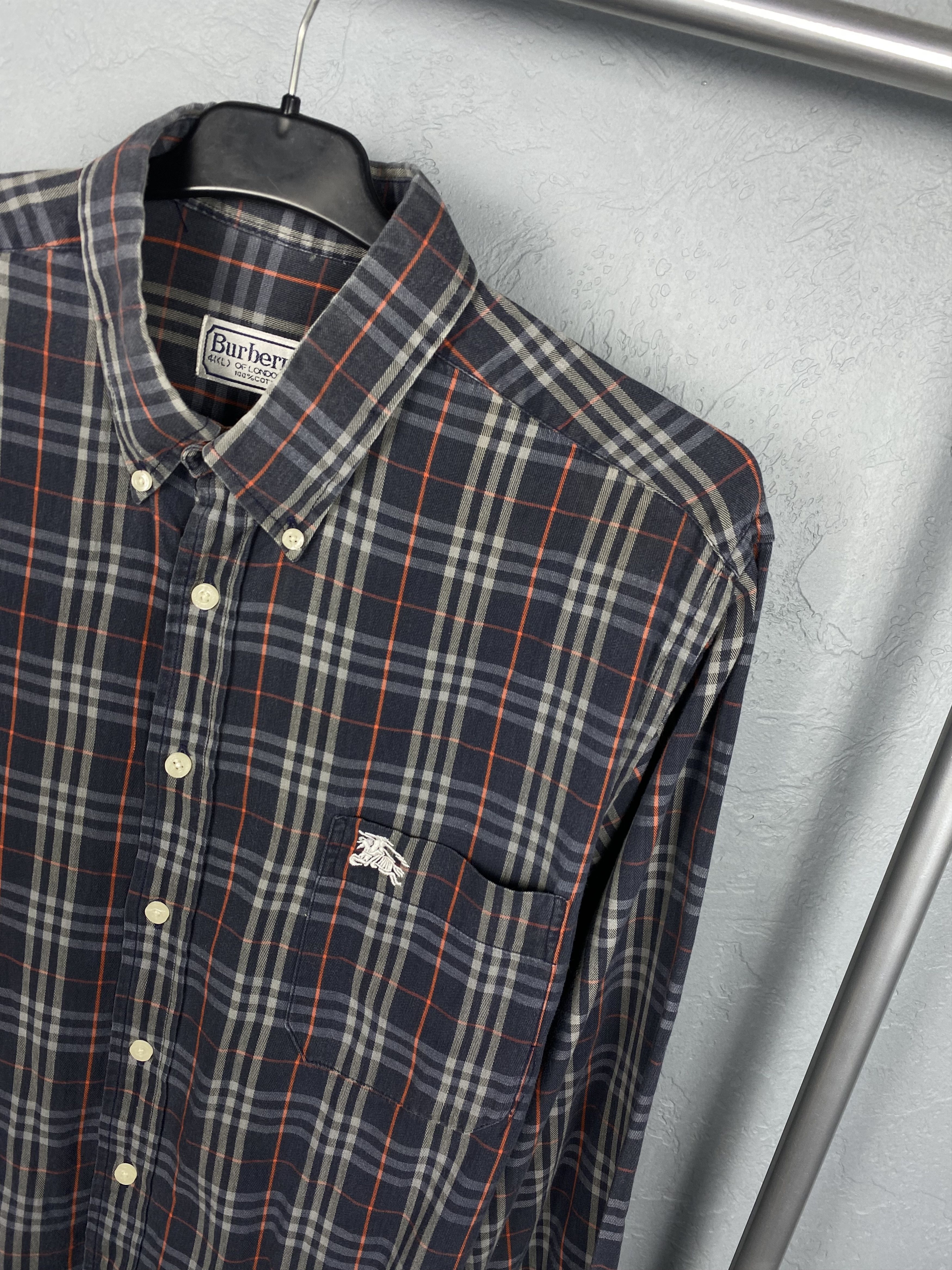 Burberry Burberrys 90s Vintage FADED Mens Plaid Shirt Size US L / EU 52-54 / 3 - 2 Thumbnail
