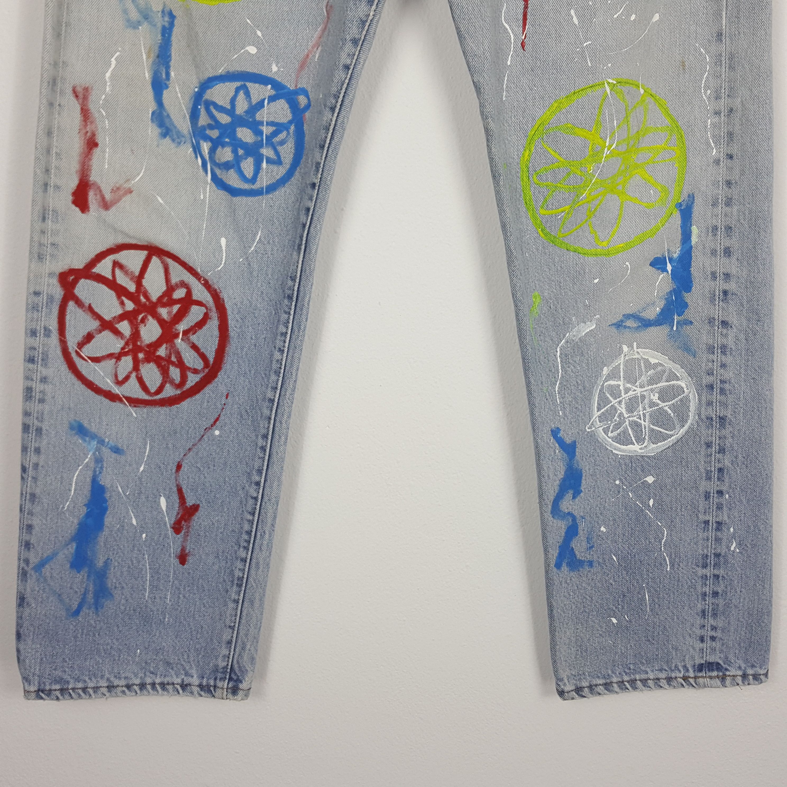 Levi's × Vintage Vintage 90's Levi’s 501 red line custom futura design jeans Size US 29 - 2 Thumbnail