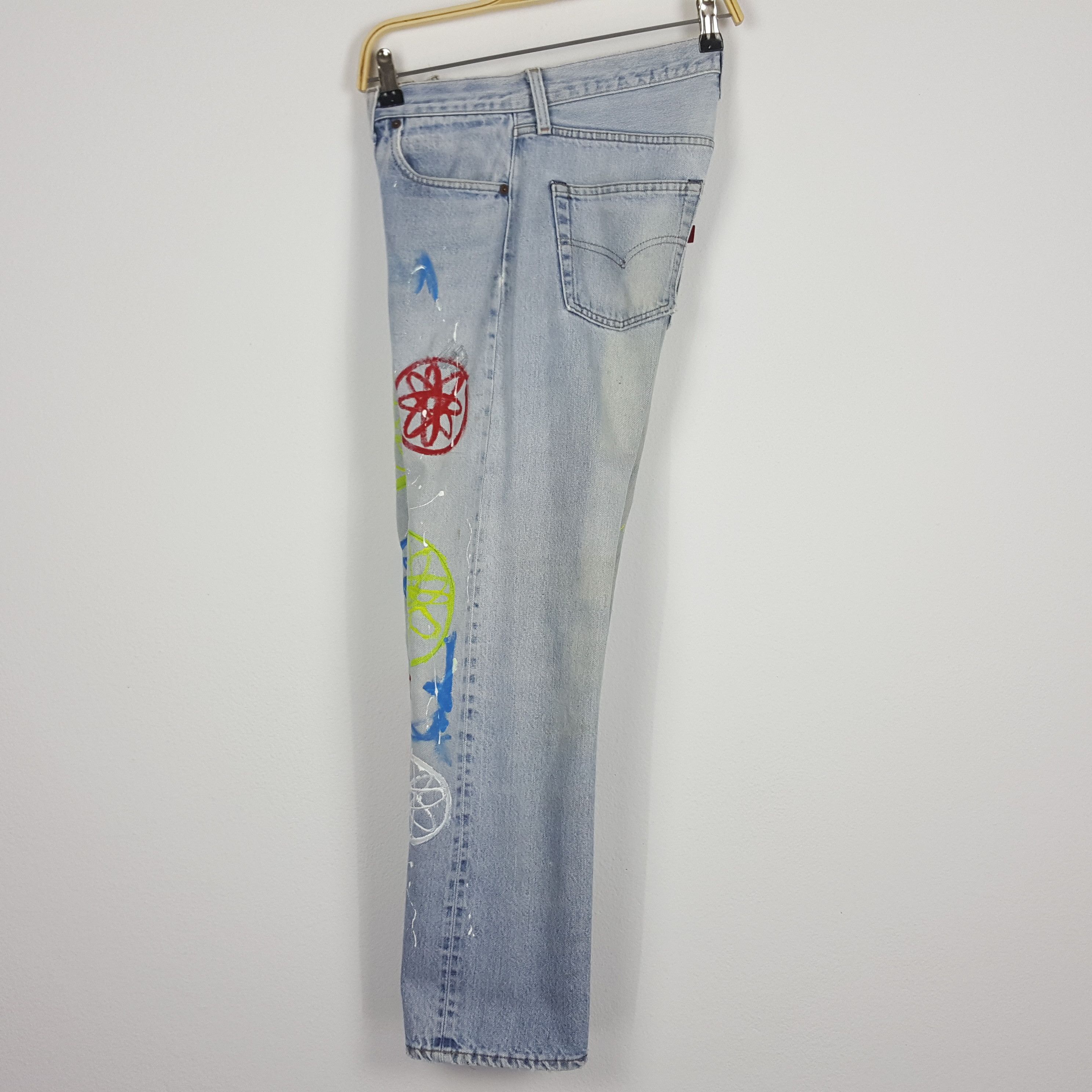 Levi's × Vintage Vintage 90's Levi’s 501 red line custom futura design jeans Size US 29 - 6 Thumbnail