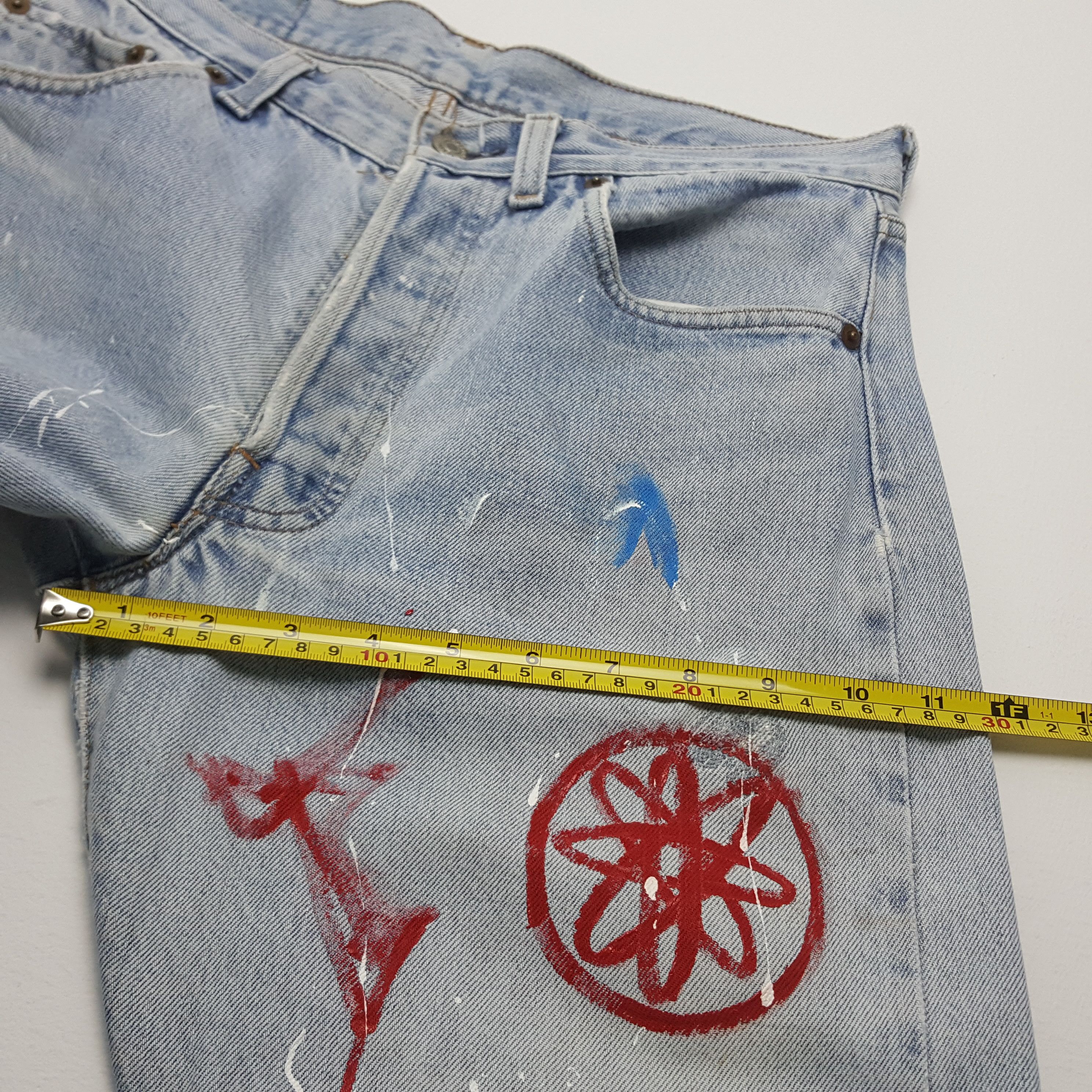 Levi's × Vintage Vintage 90's Levi’s 501 red line custom futura design jeans Size US 29 - 12 Thumbnail