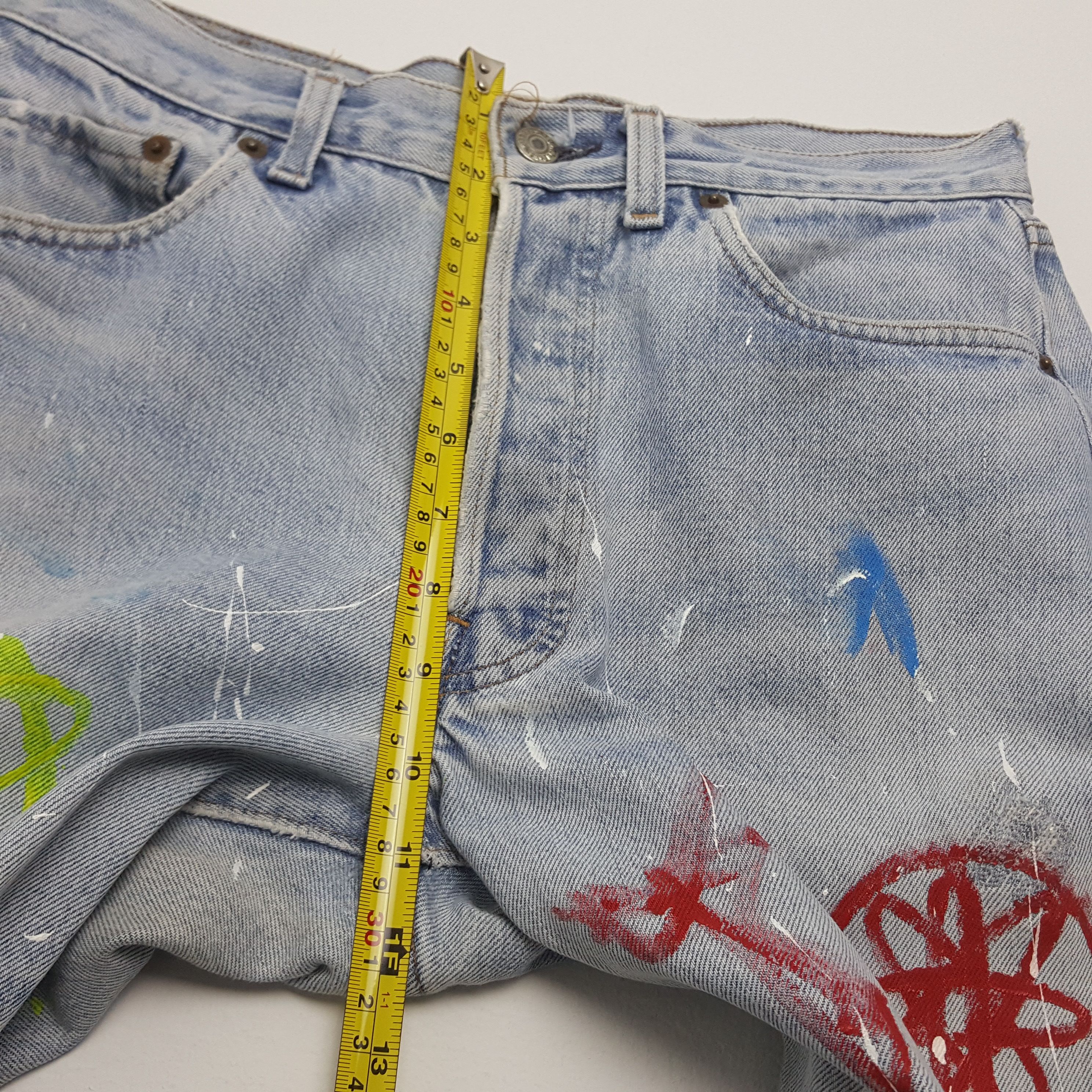 Levi's × Vintage Vintage 90's Levi’s 501 red line custom futura design jeans Size US 29 - 14 Thumbnail