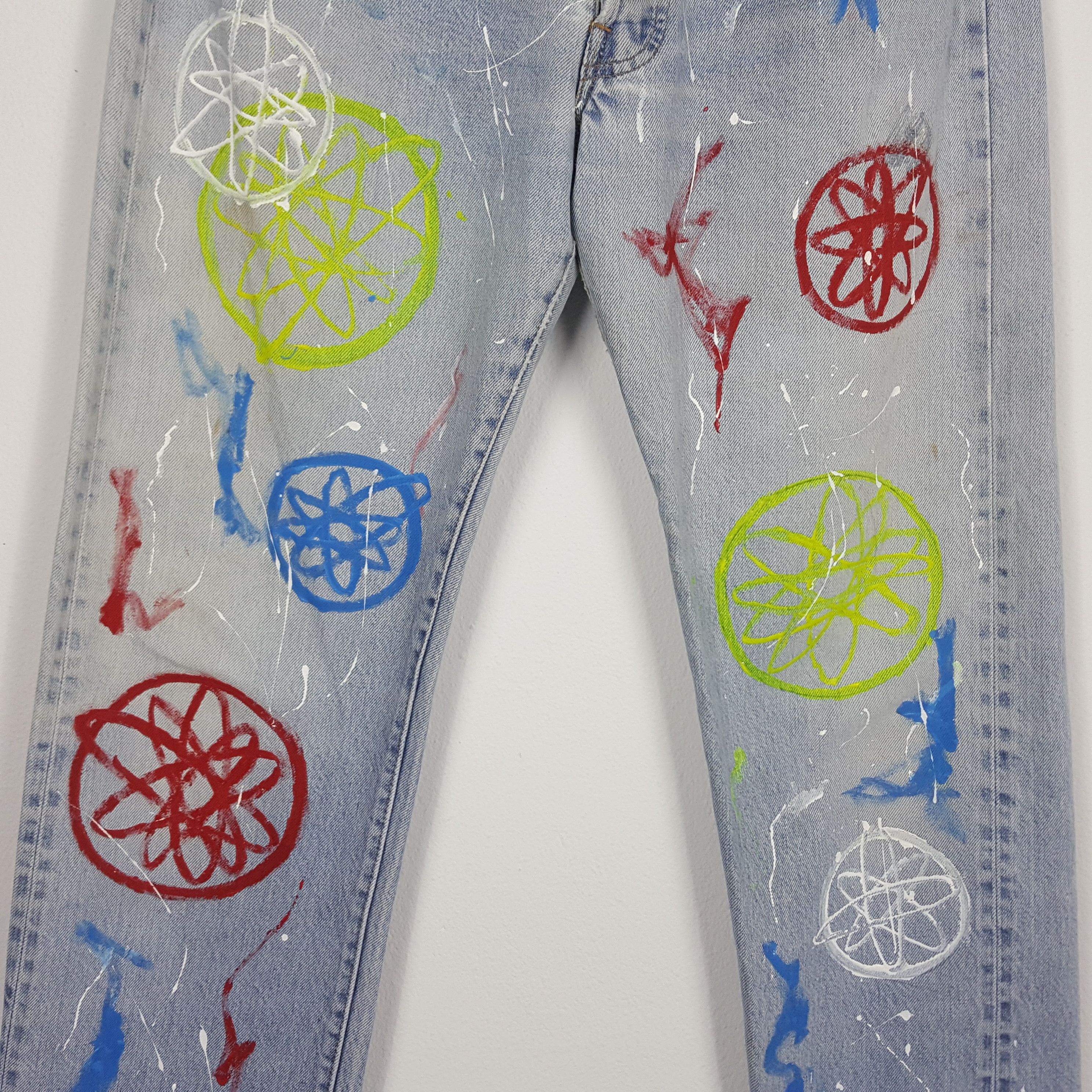 Levi's × Vintage Vintage 90's Levi’s 501 red line custom futura design jeans Size US 29 - 9 Thumbnail