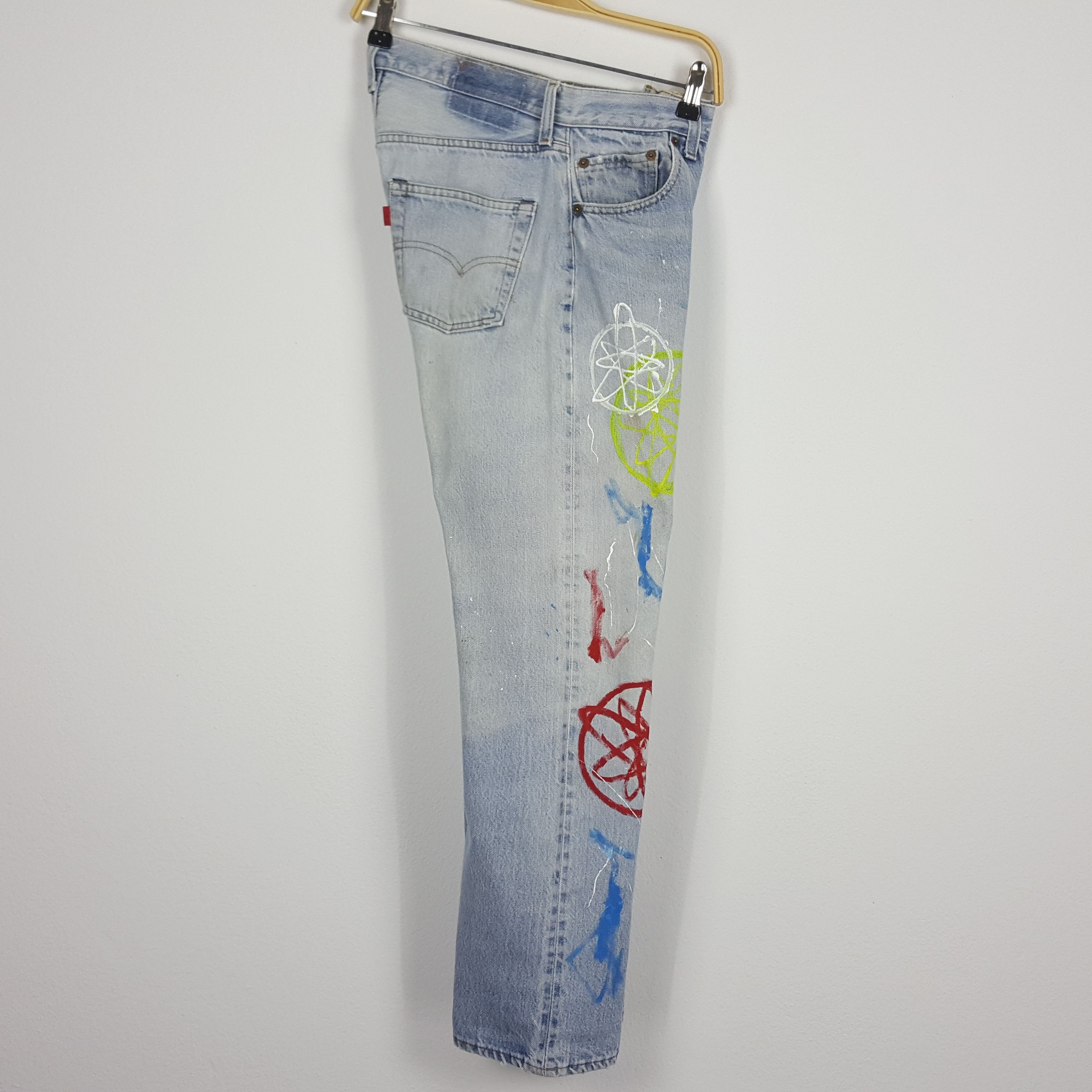 Vintage 90's Levi's 501 red line custom futura design jeans