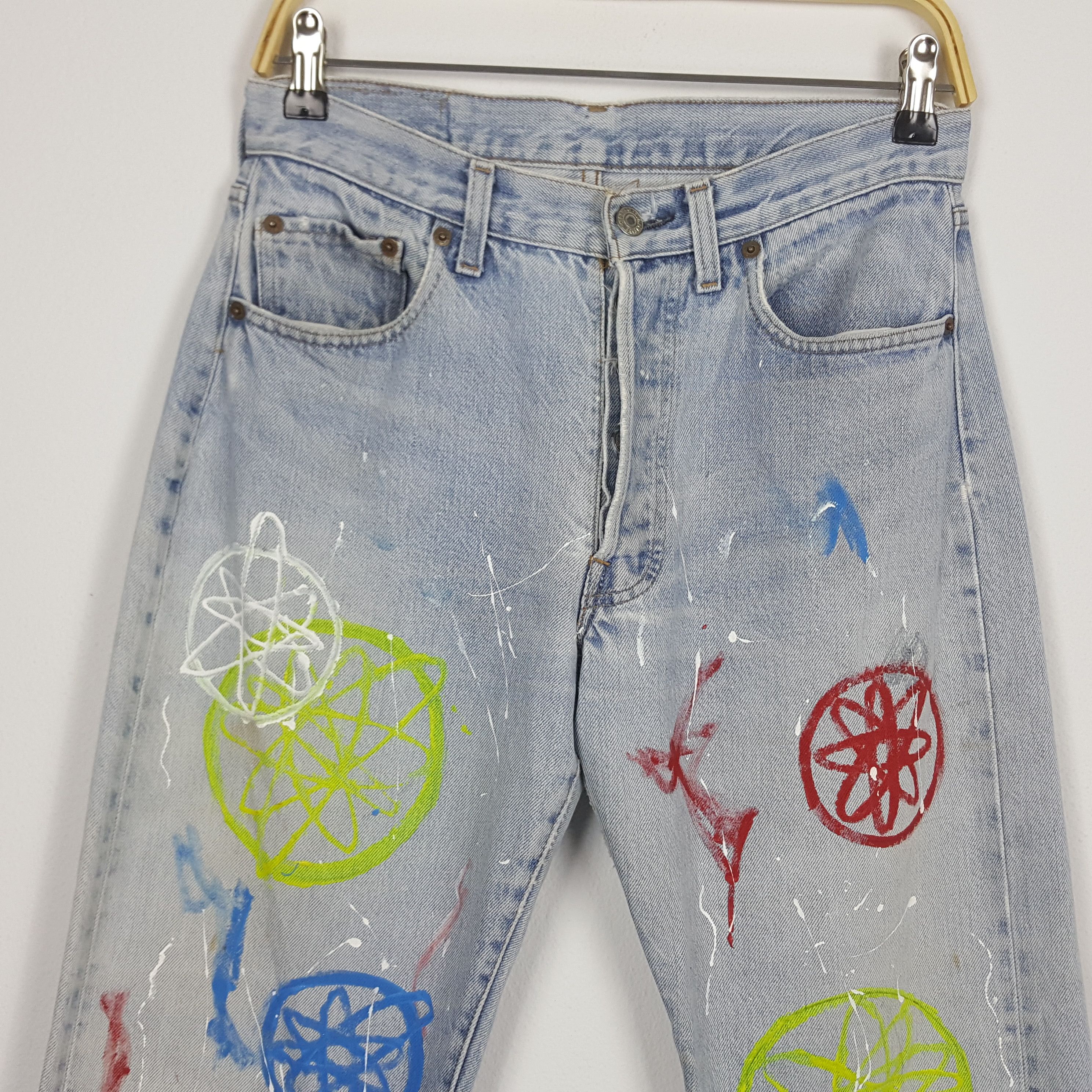 Levi's × Vintage Vintage 90's Levi’s 501 red line custom futura design jeans Size US 29 - 3 Thumbnail