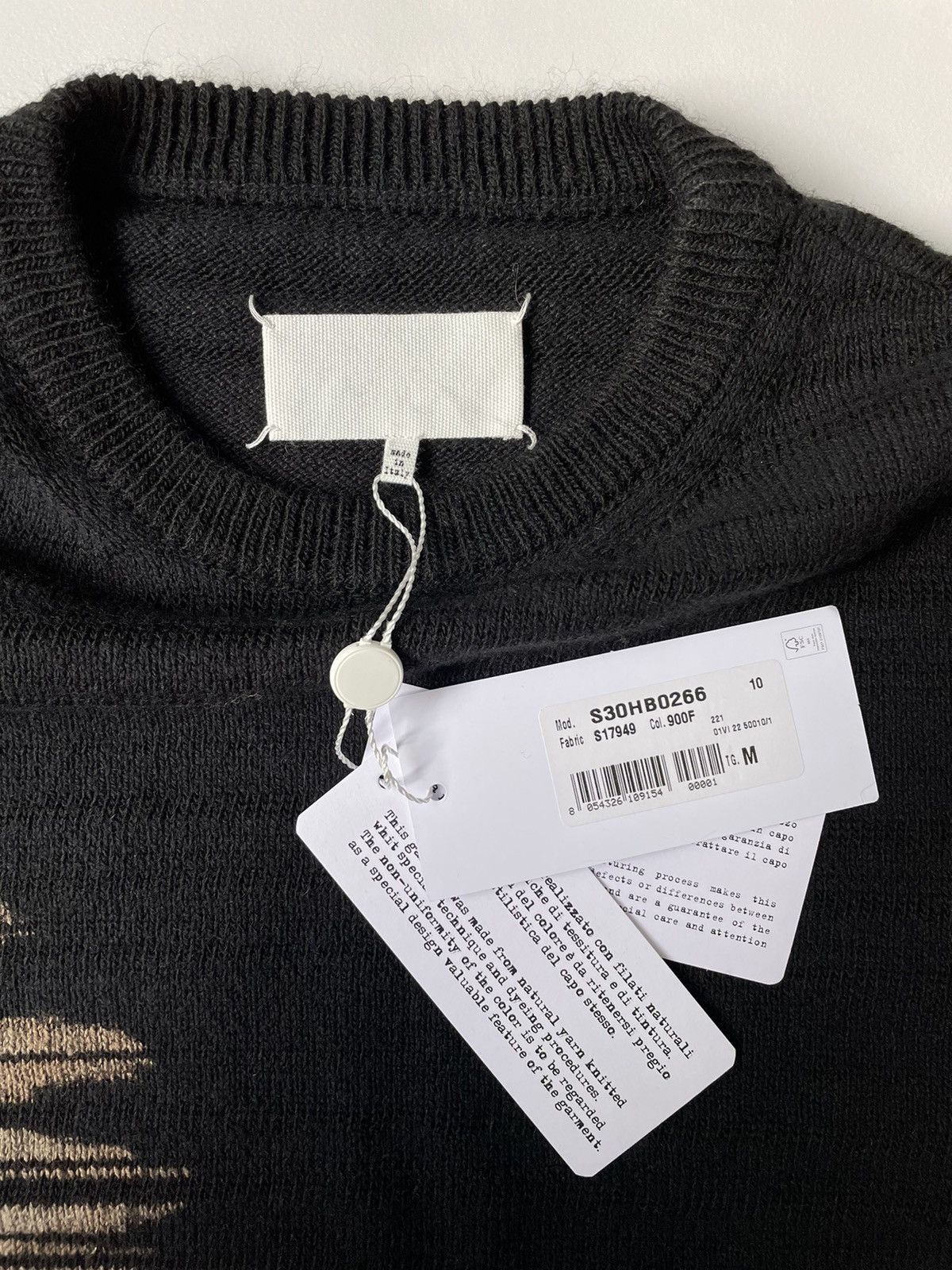 Maison Margiela A/W 22 Black Wool ‘Bleach Dye’ Sweater Size M / US 6-8 / IT 42-44 - 3 Thumbnail