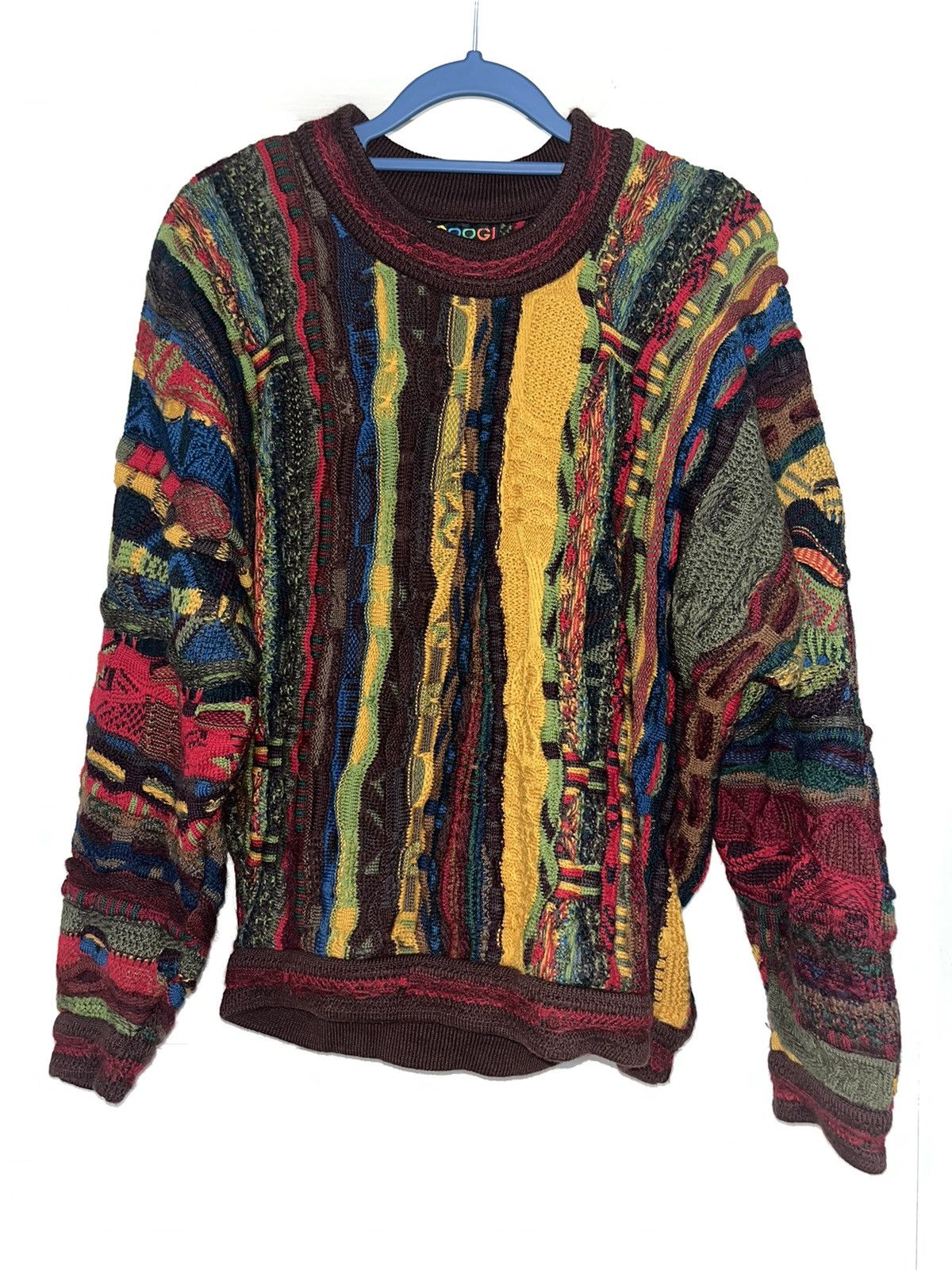 image of Coogi Cable-Knit Pullover Sweater in Brown, Men's (Size Small)