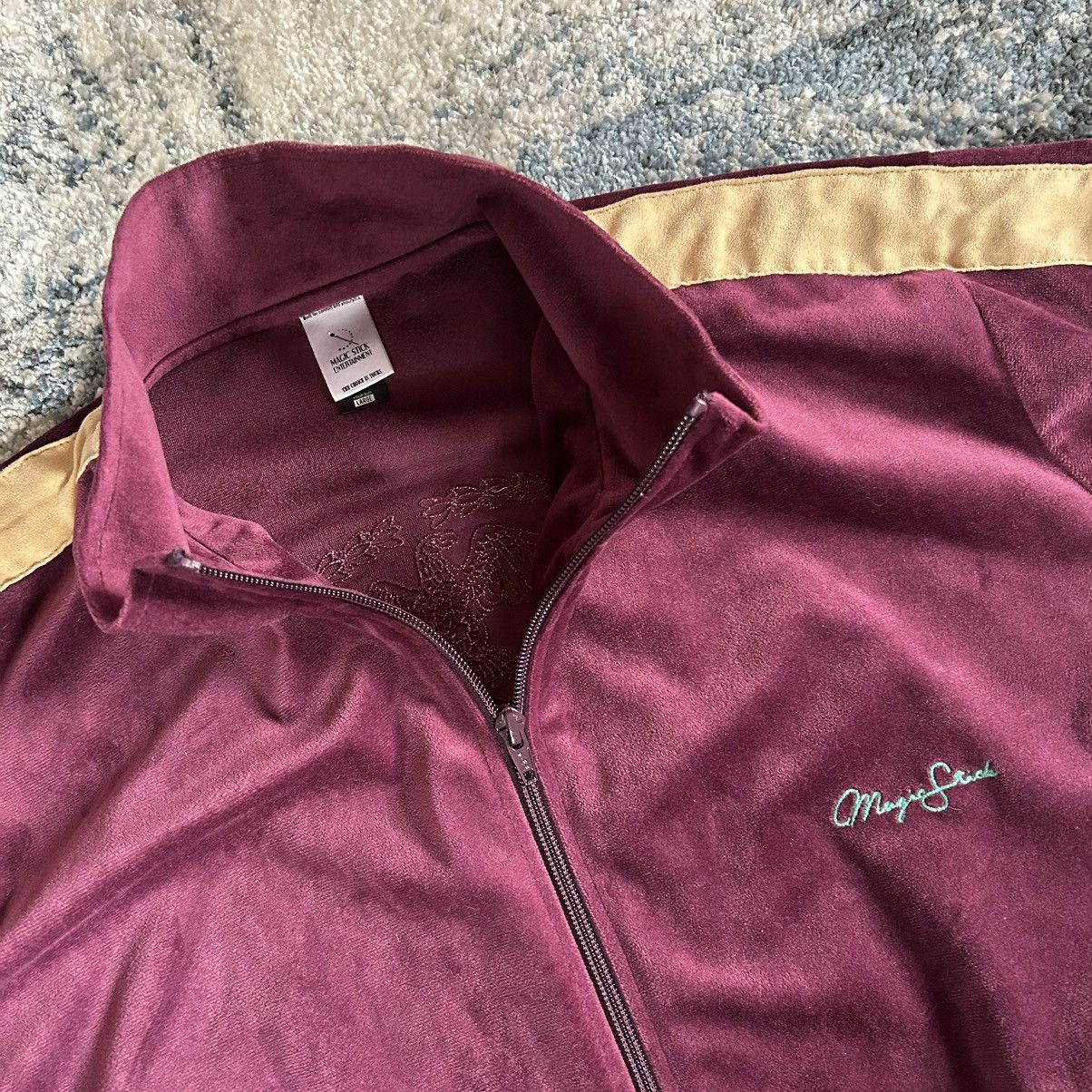 MAGIC STICK 2018 VELOUR SUEDE LEiSURE TRACK JACKET BYZANTiNE PURPLE WiNE Size US L / EU 52-54 / 3 - 18 Thumbnail