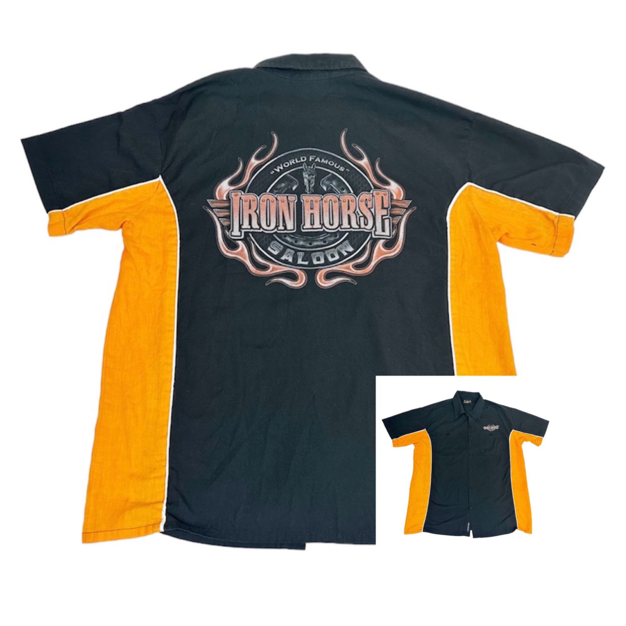 Vintage 90s Iron Horse Saloon Biker Wear Shirt XL Bowling