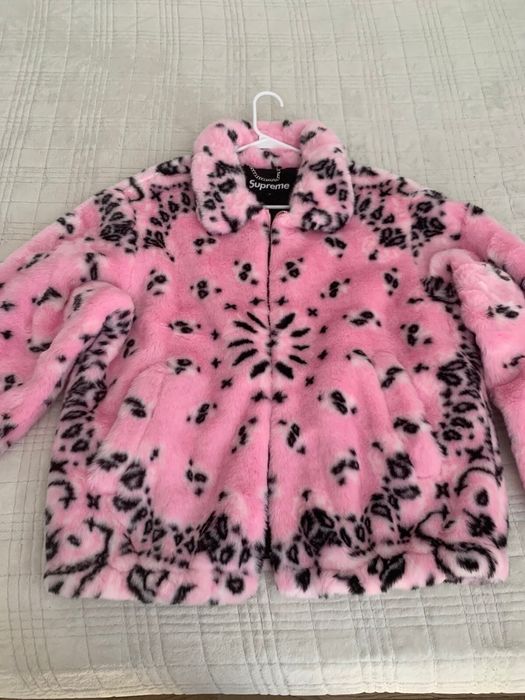 Supreme Bandana Faux Fur Bomber Jacket Pink | Grailed