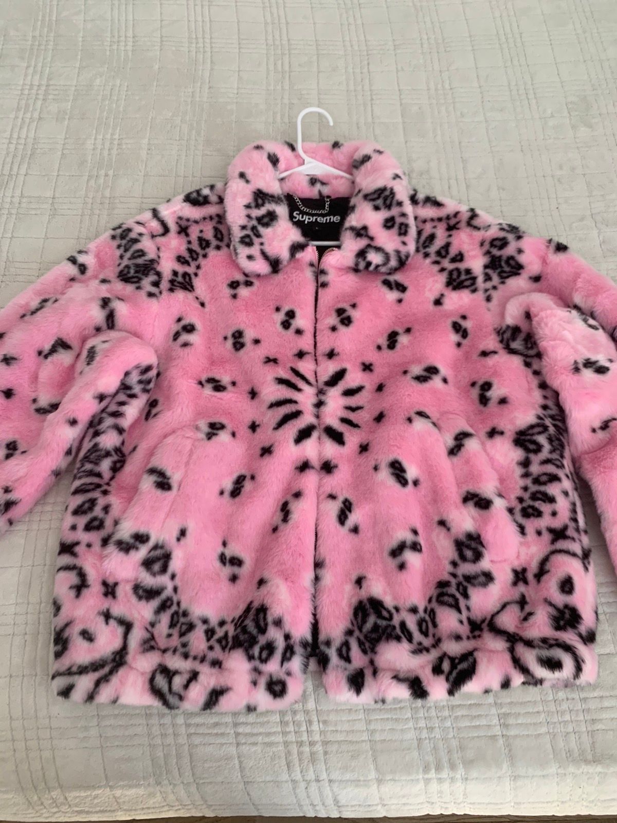 Pre-owned Supreme Bandana Faux Fur Bomber Jacket Pink