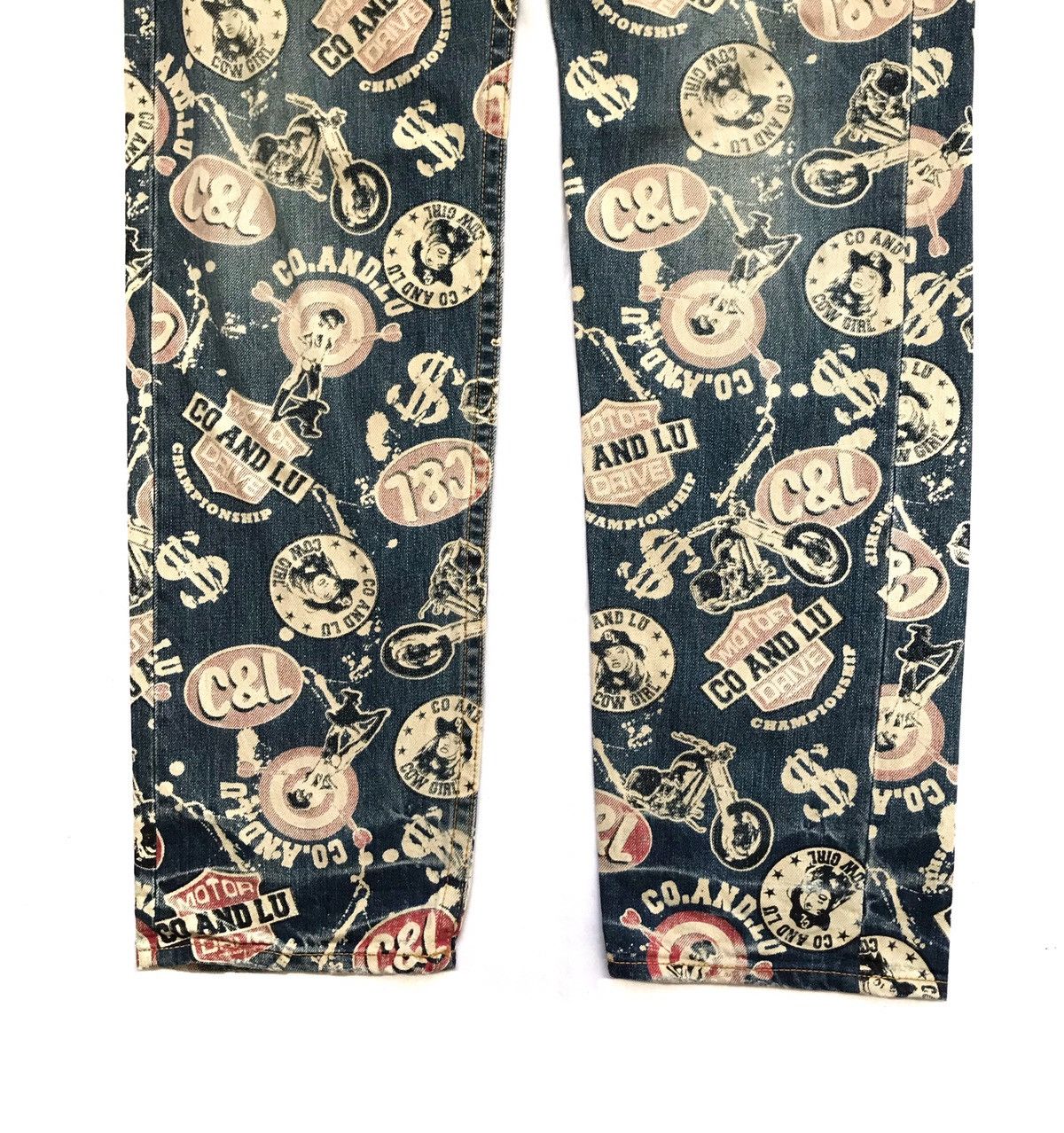 Hysteric Glamour CO AND LU MOTOR DRIVE FULLPRINT TROUSER PANTS Size US 32 / EU 48 - 3 Thumbnail
