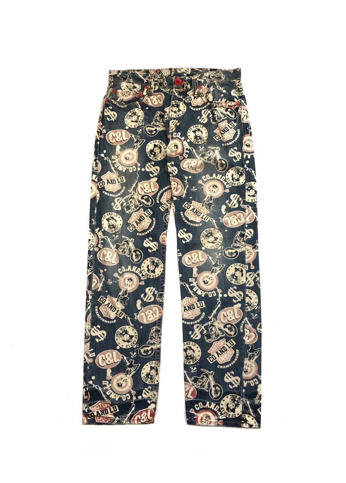 Hysteric Glamour CO AND LU MOTOR DRIVE FULLPRINT TROUSER PANTS Size US 32 / EU 48 - 1 Thumbnail