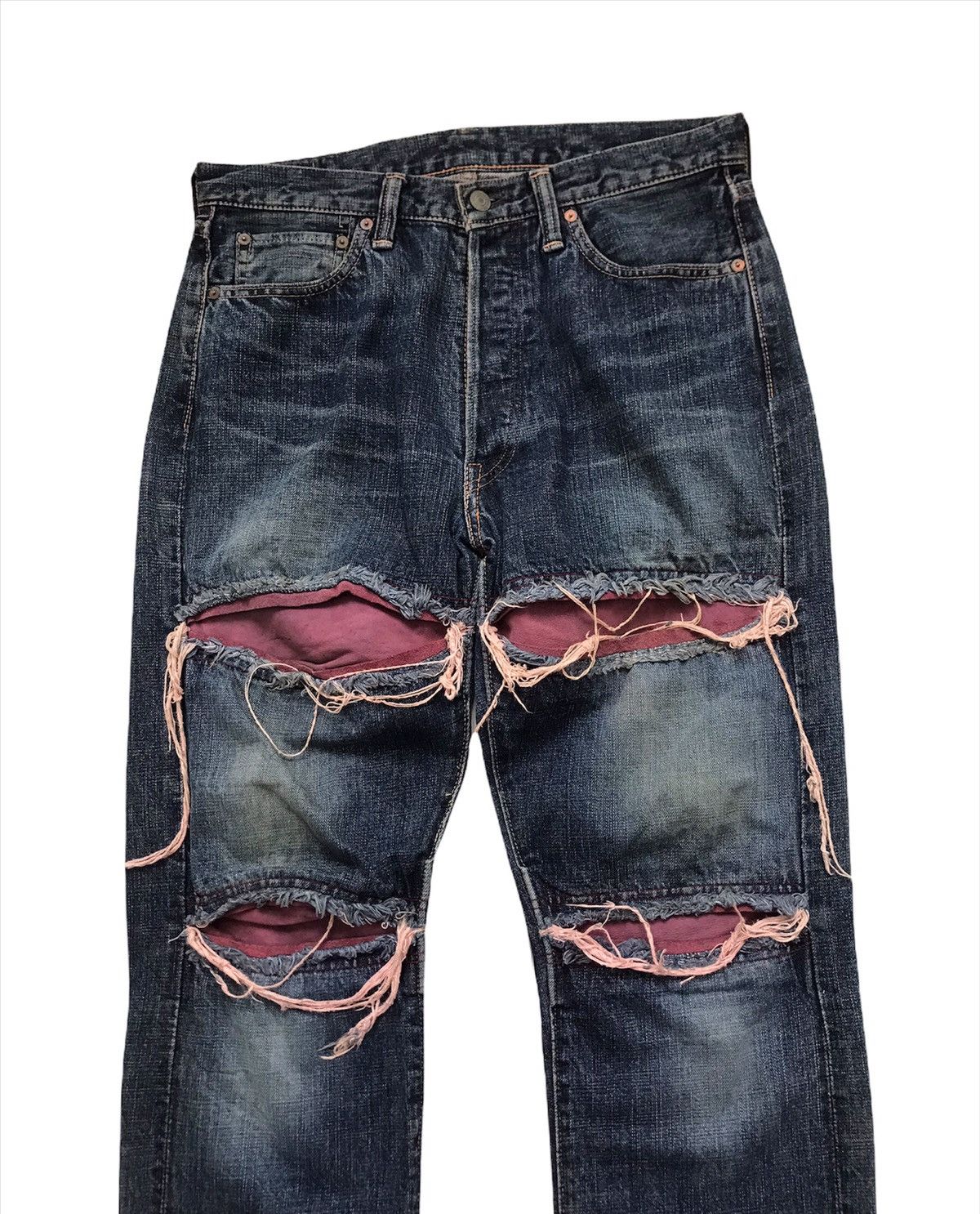 Full Count & Co. × Japanese Brand Full Count Patchwork Leather Jeans Size US 32 / EU 48 - 2 Thumbnail