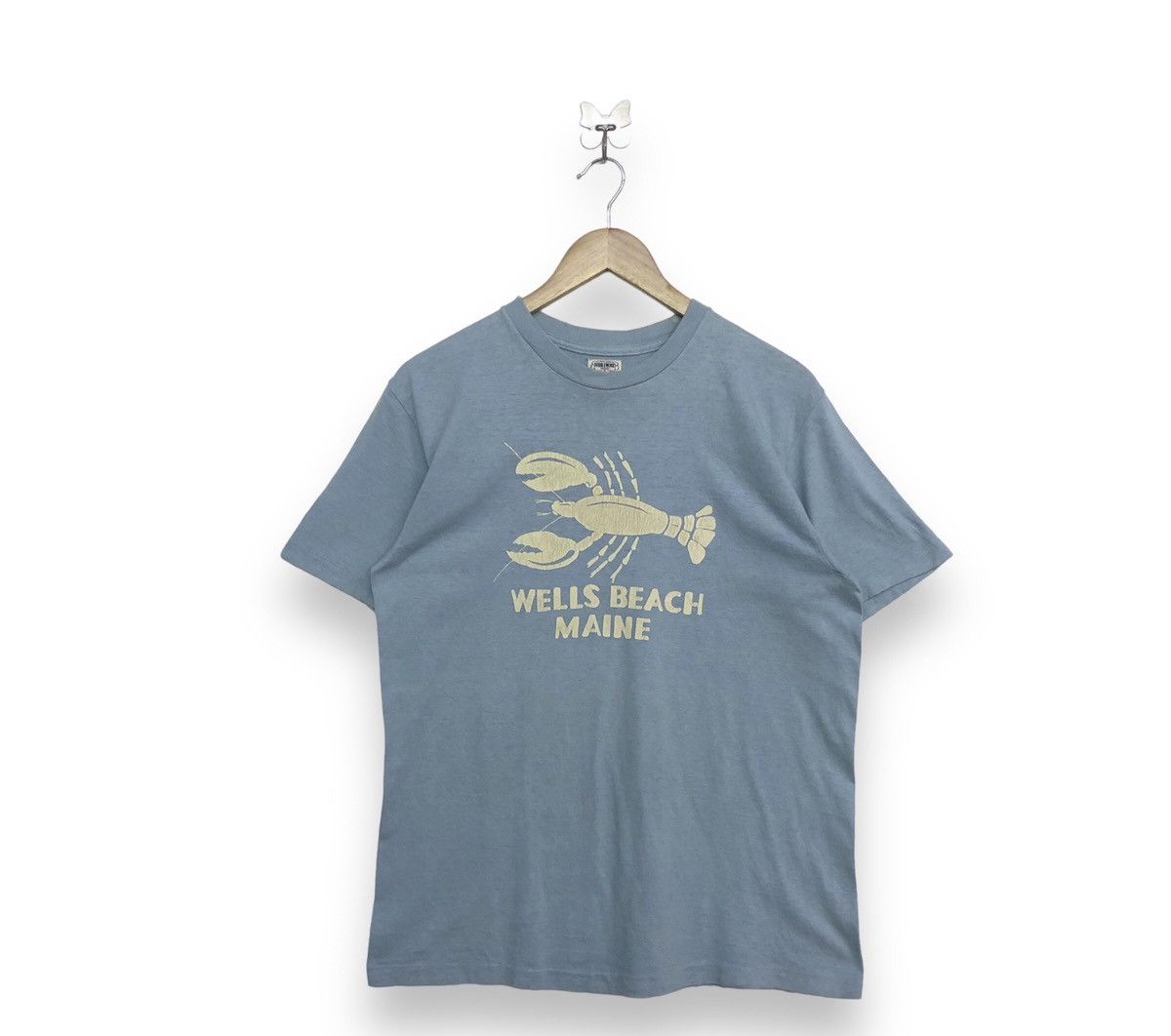 image of Vintage Warehouse Doubbleworks Wells Beach Maine Tshirt in Blue, Men's (Size Medium)